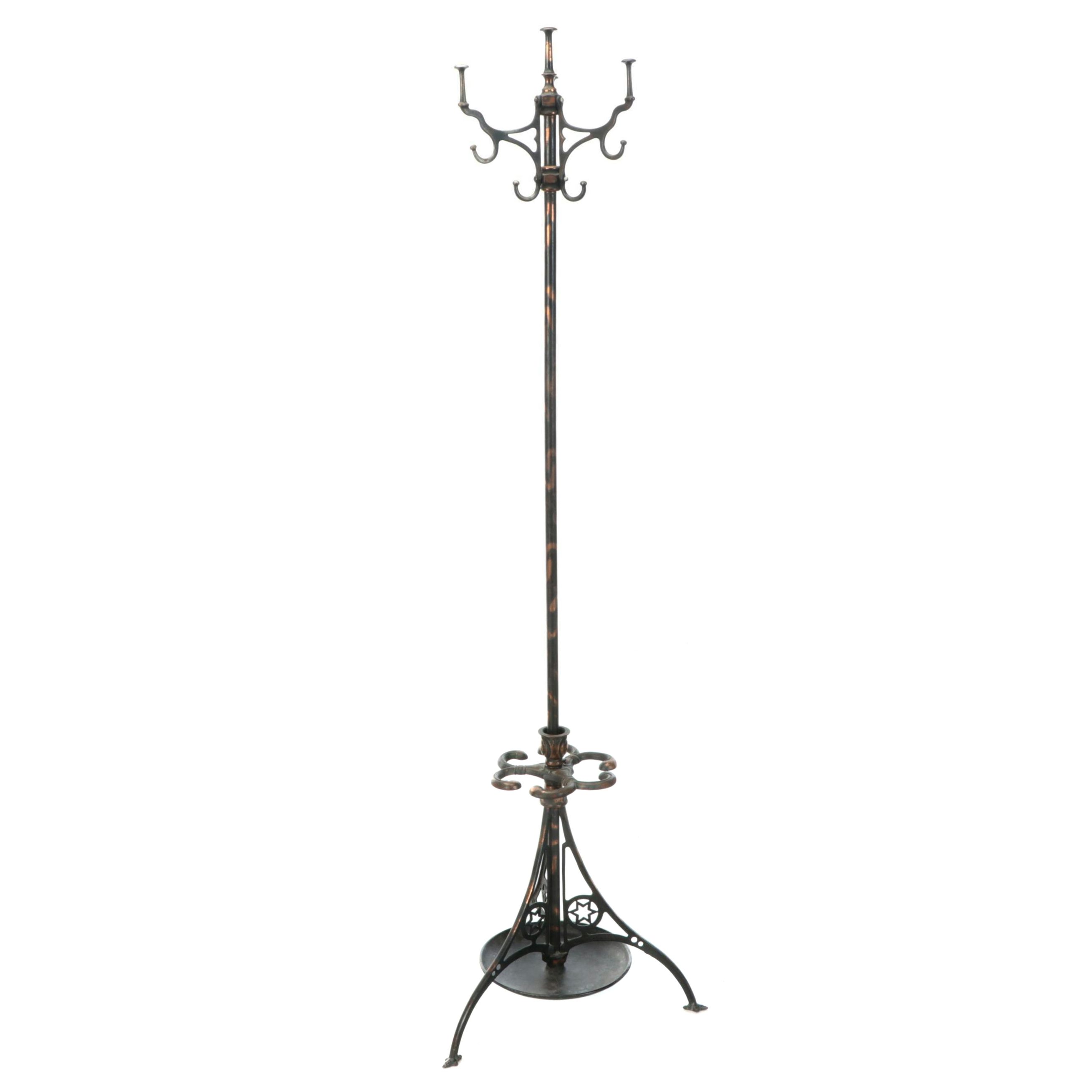 Art Nouveau Style Cast Iron Coat Rack and Umbrella Stand, Early 20th Century