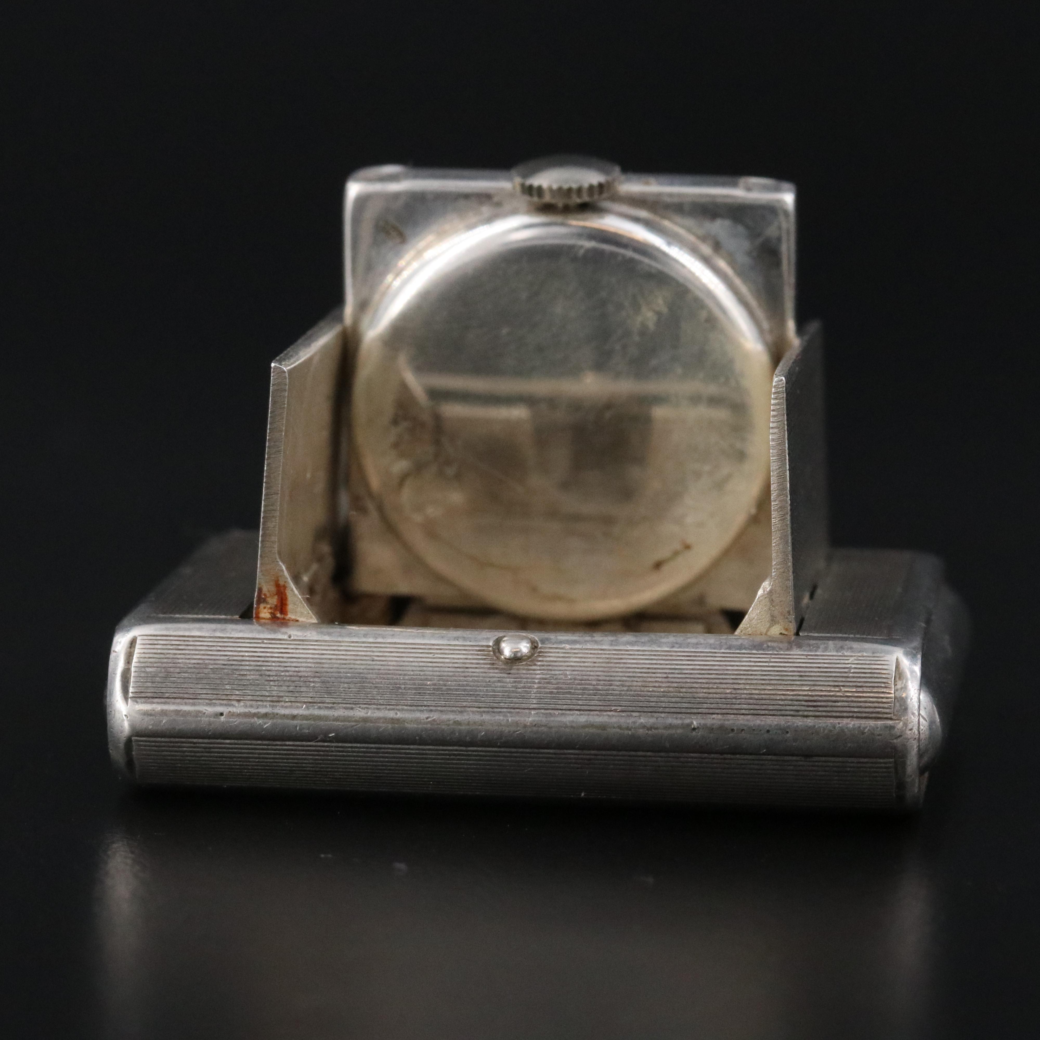 Tavannes "La Captive" Sterling Art Deco Swiss Travel Clock