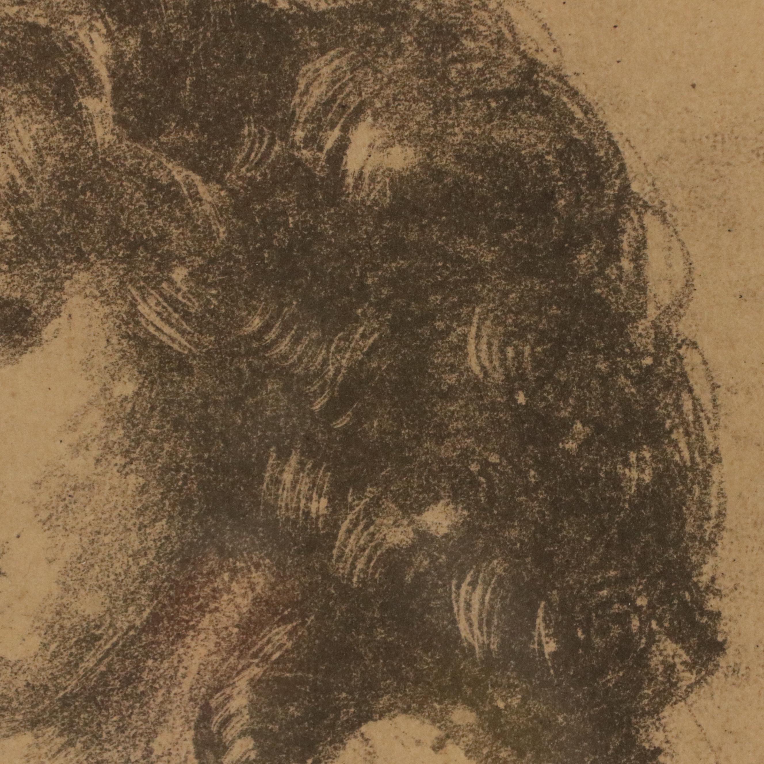 James R. Hopkins Etching "Portrait of a Woman," Mid to Late 20th Century