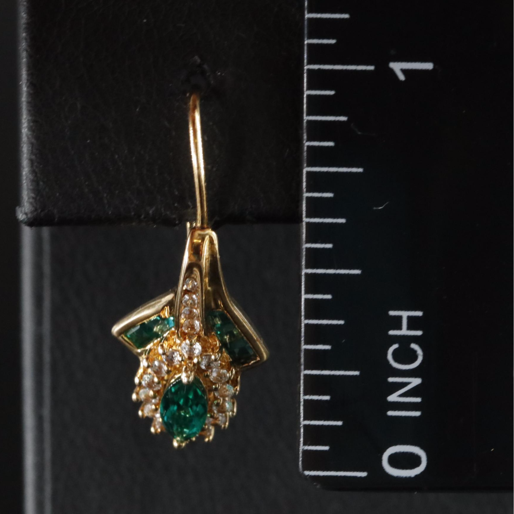 Sterling Emerald and White Sapphire Earrings