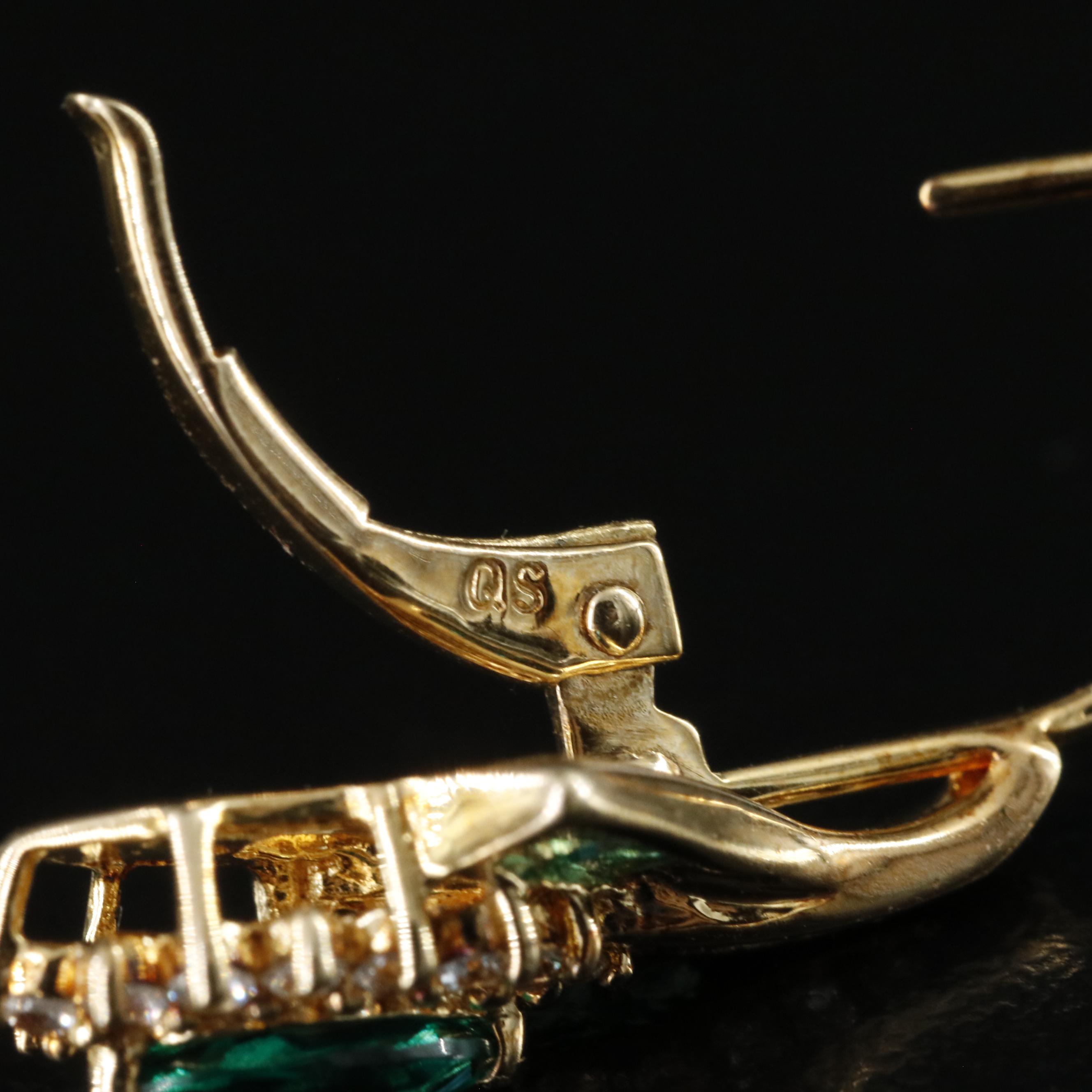 Sterling Emerald and White Sapphire Earrings