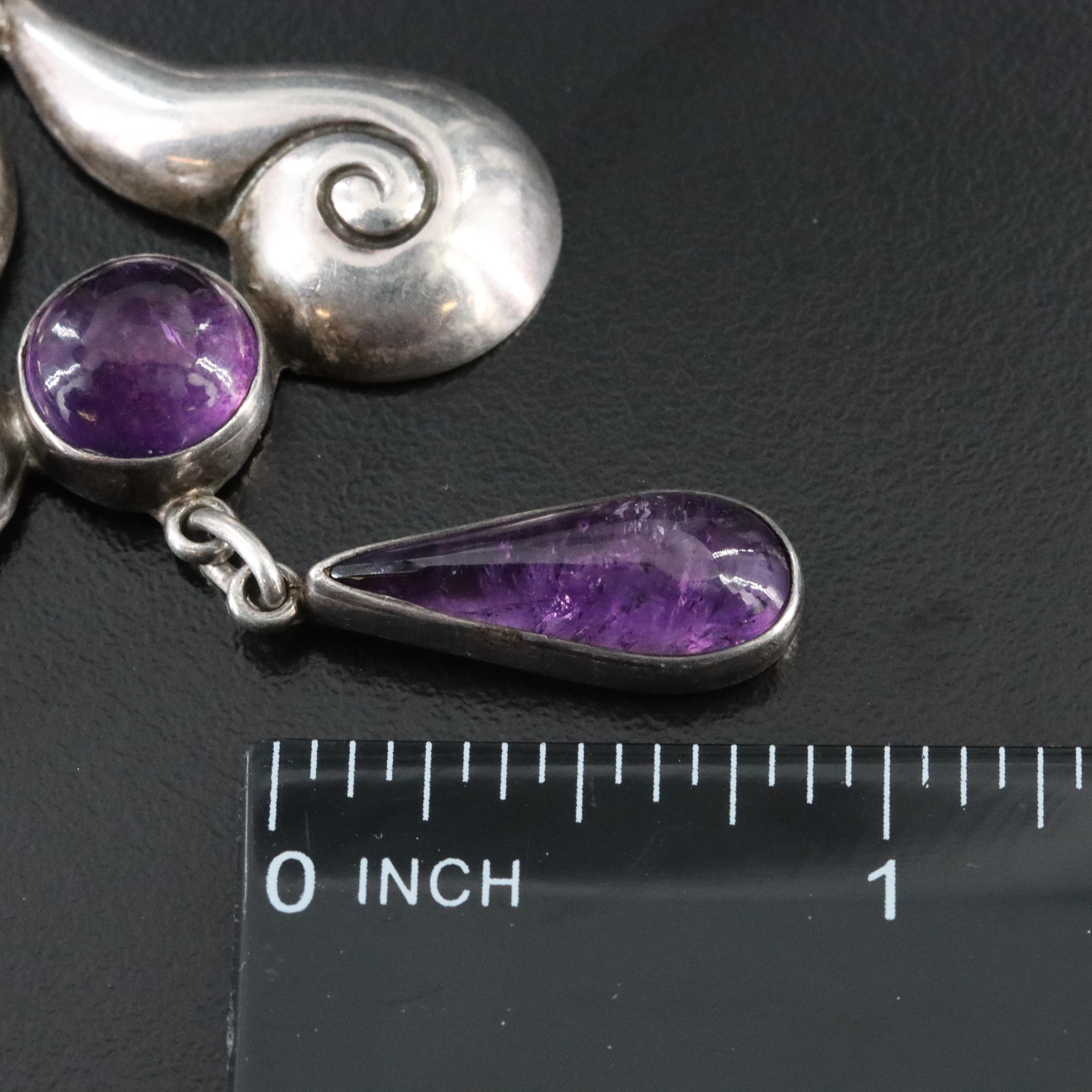 Mexican Modernist Style Sterling Amethyst Necklace