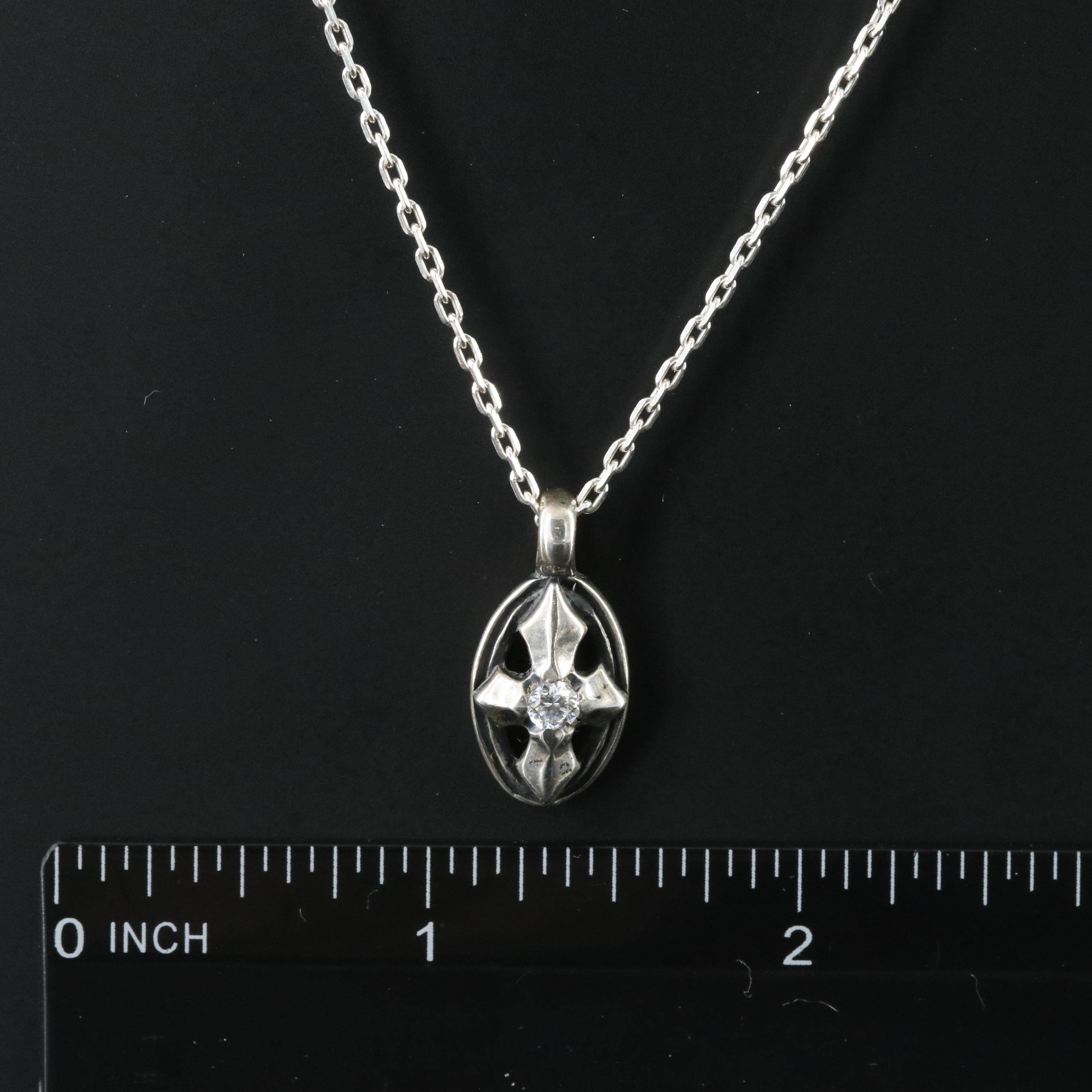 Bill Wall Sterling CZ Cross Pendant Necklace