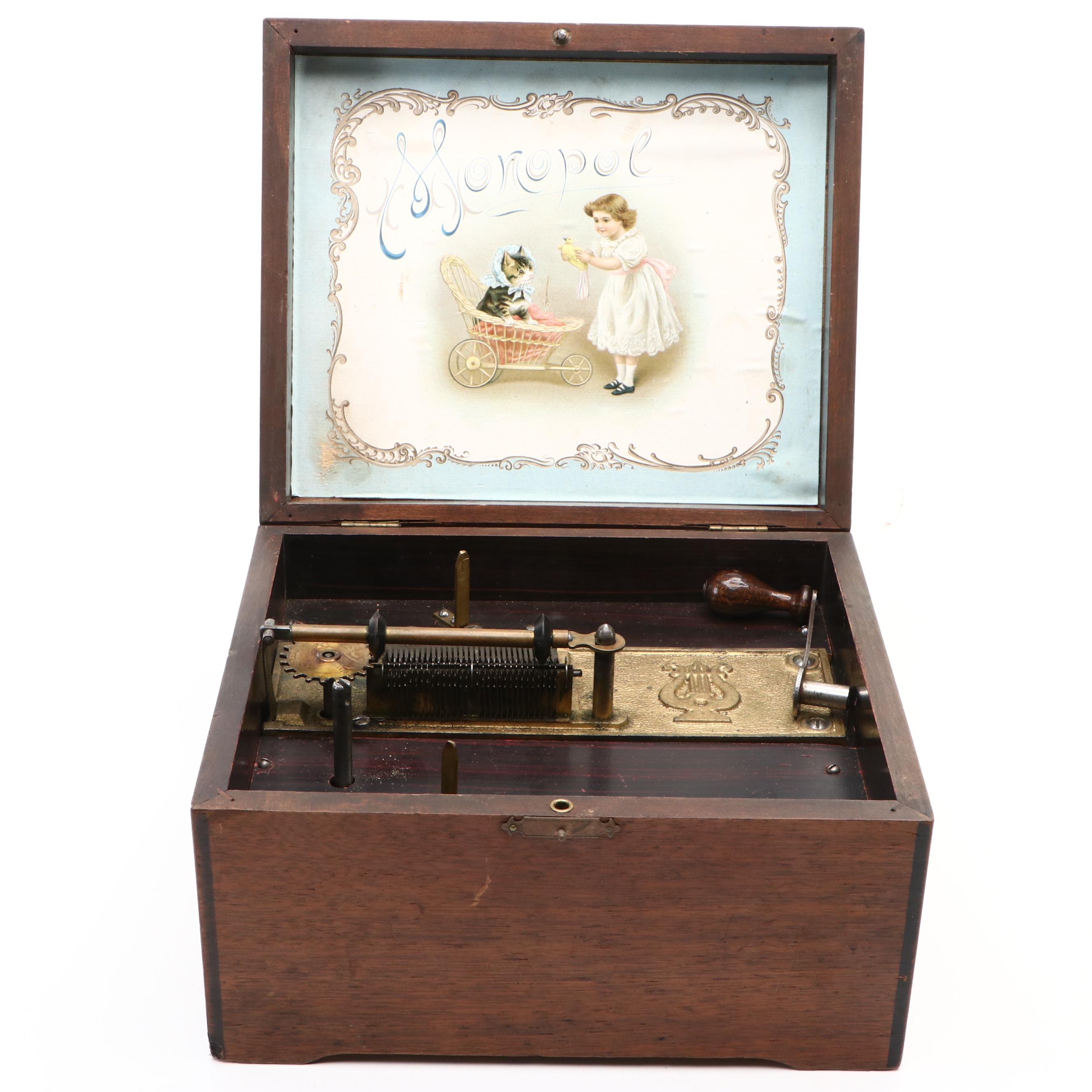 Monopol Wooden Disc Music Box with Monopol Discs