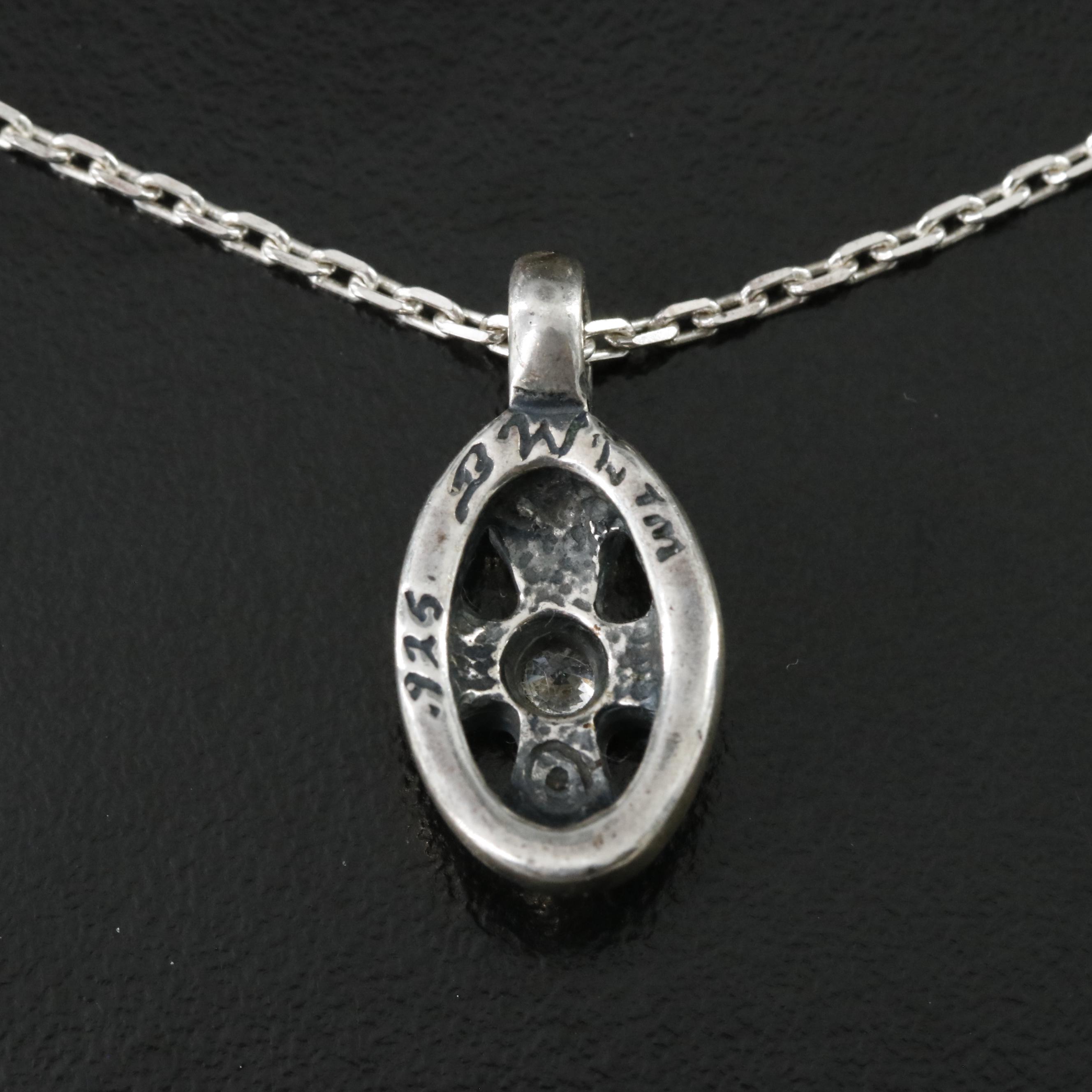 Bill Wall Sterling CZ Cross Pendant Necklace