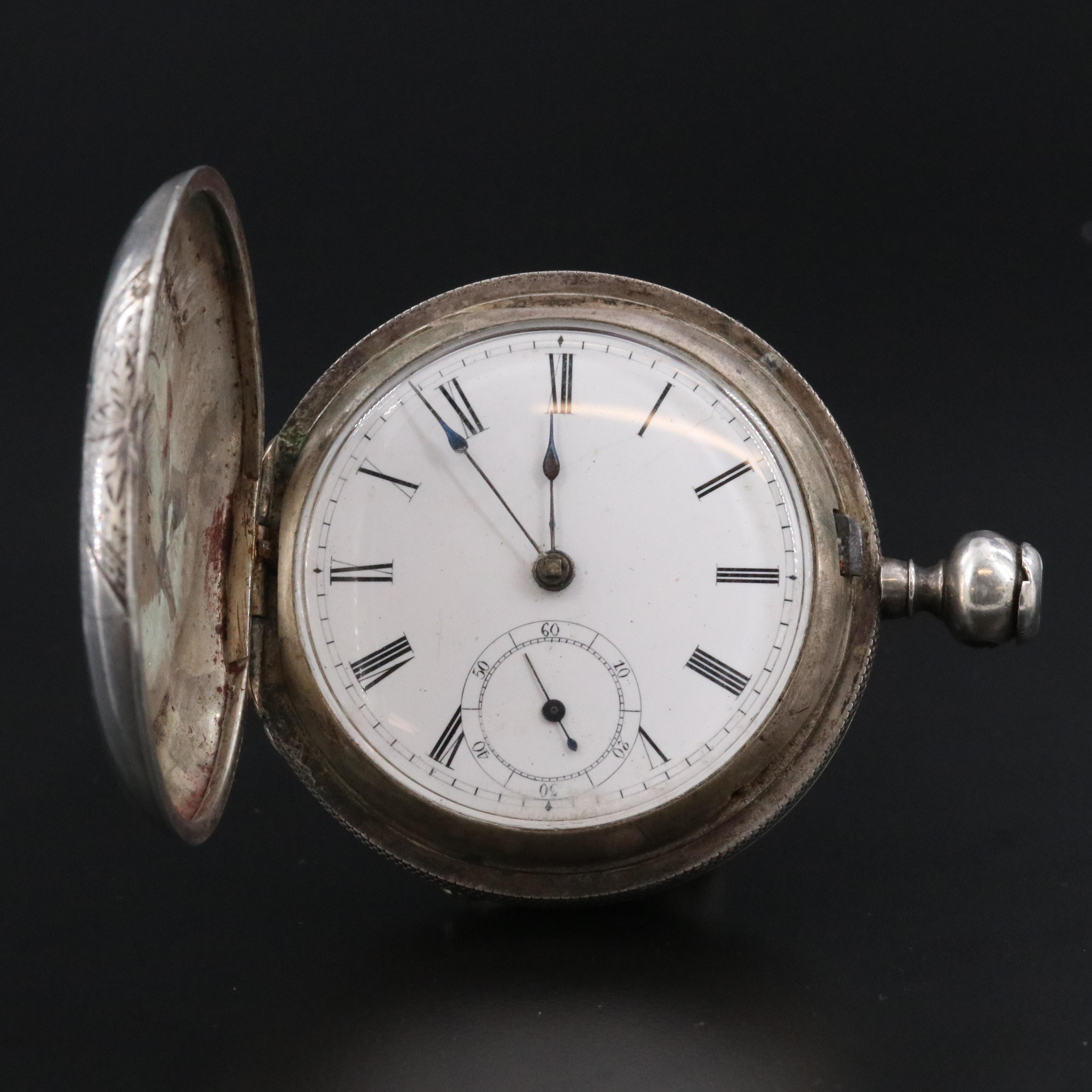 900 Silver Continental Watch Co. Vintage Swiss Pocket Watch