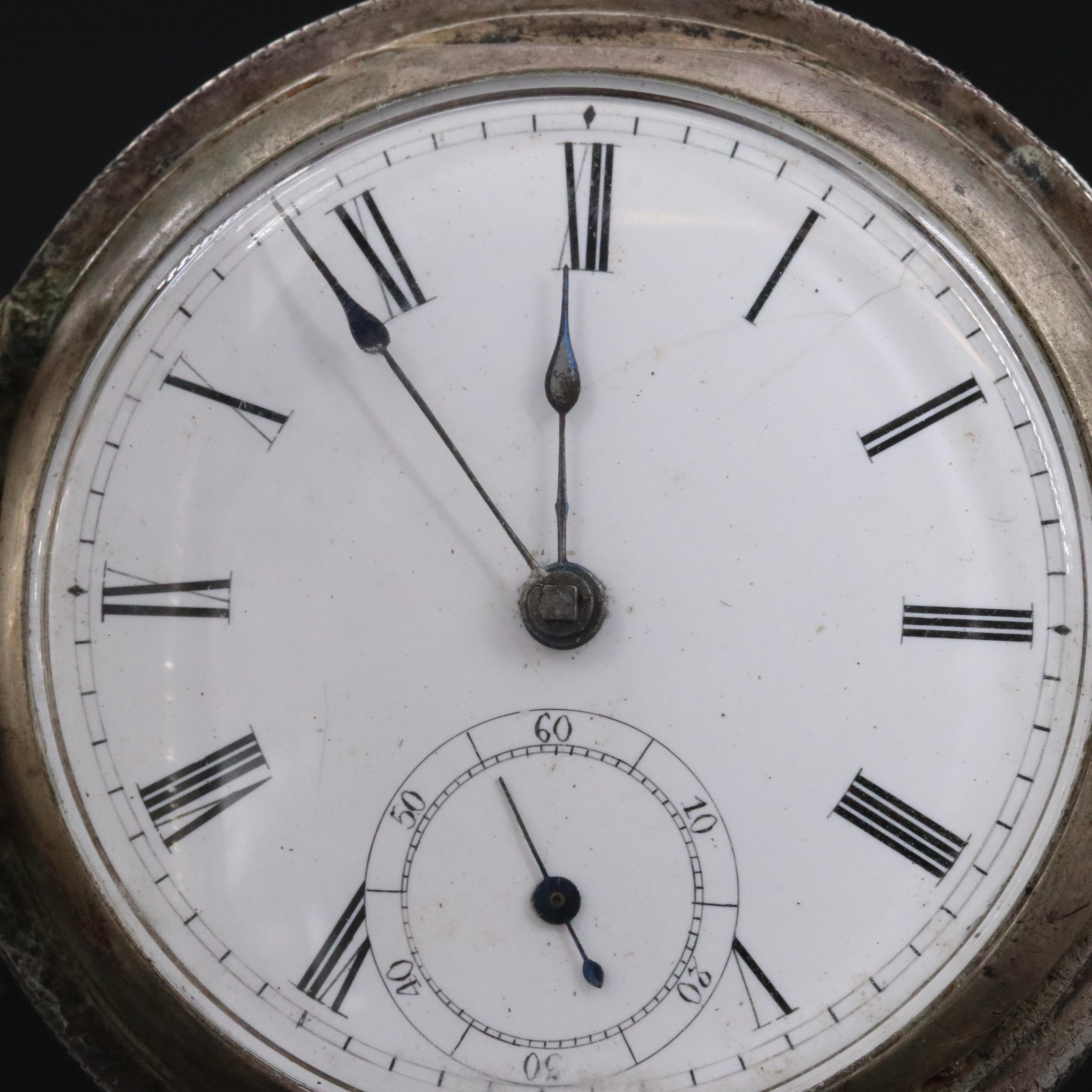 900 Silver Continental Watch Co. Vintage Swiss Pocket Watch