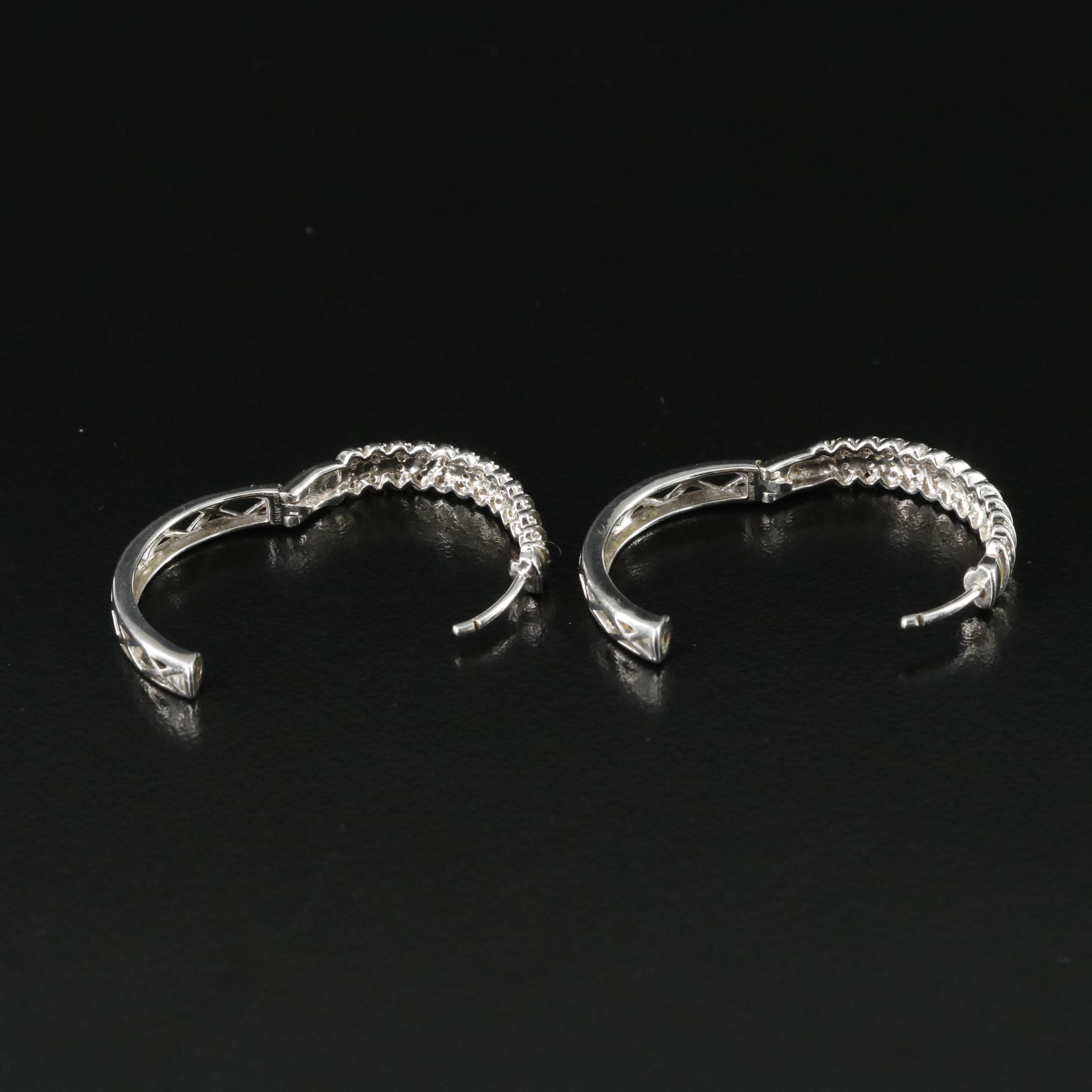 Sterling Diamond Hoop Earrings