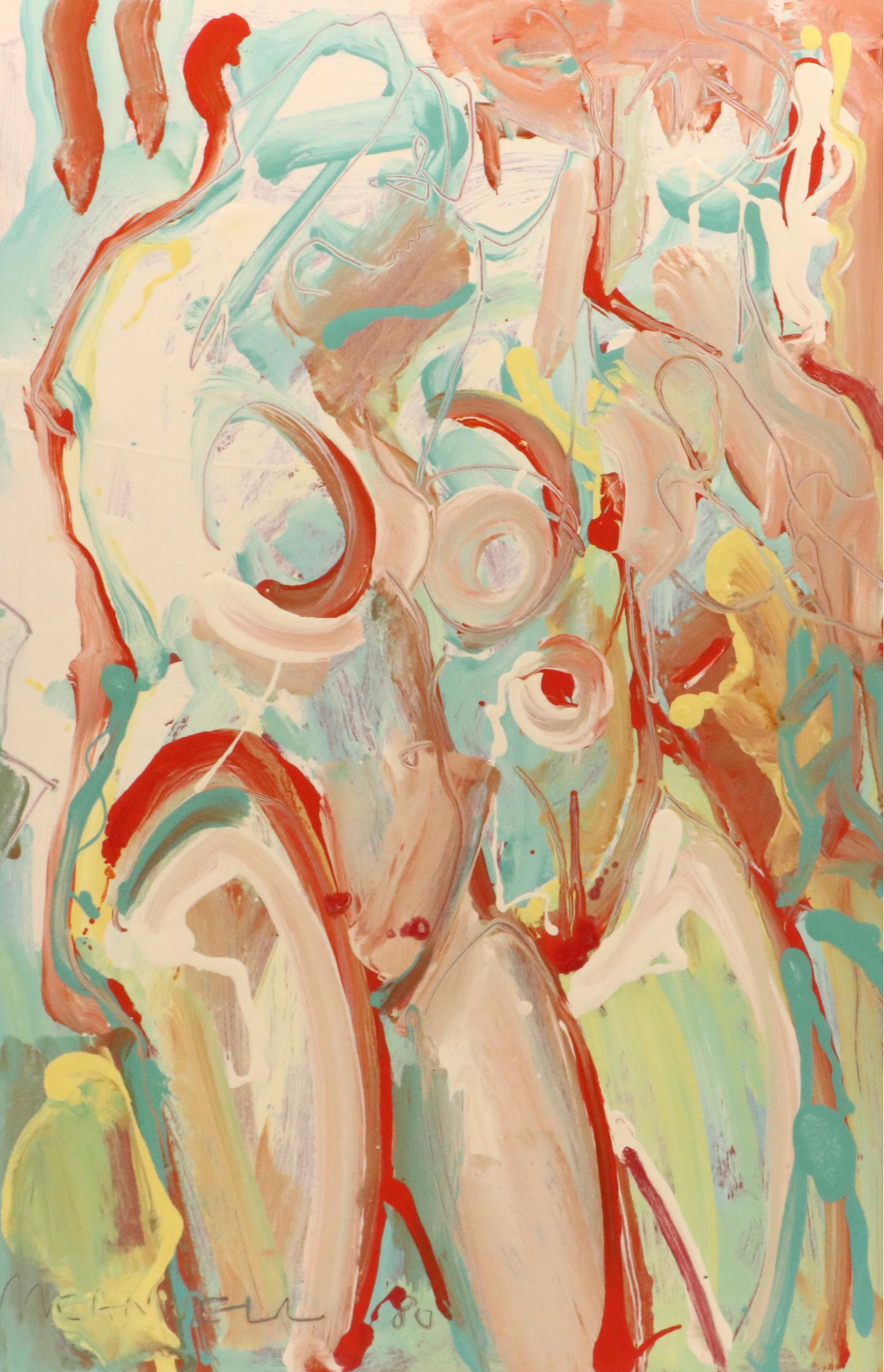 Jack Meanwell Abstract Modern Acrylic Painting, 1980