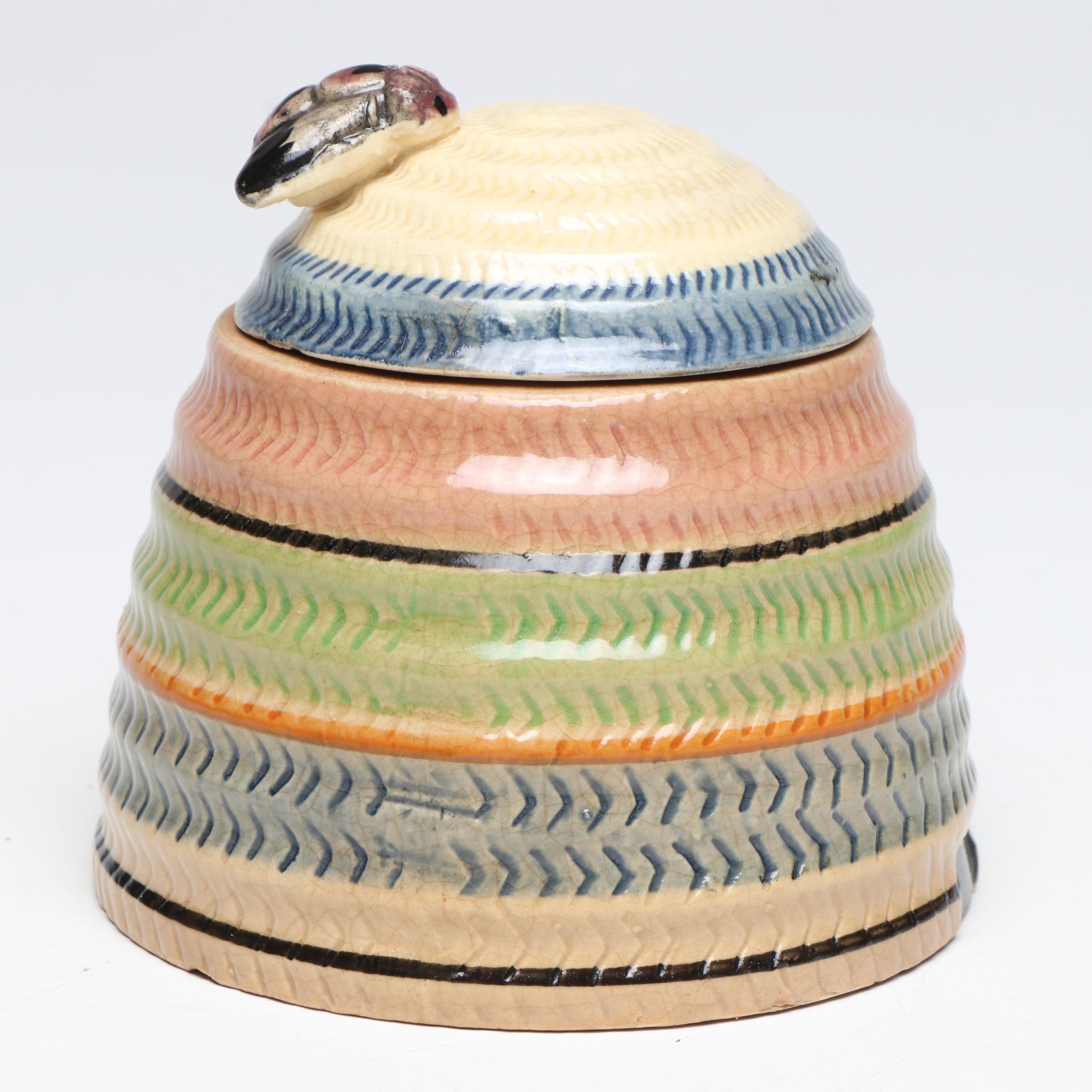 Japanese Beehive Ceramic Honeypot with European and Other Tableware