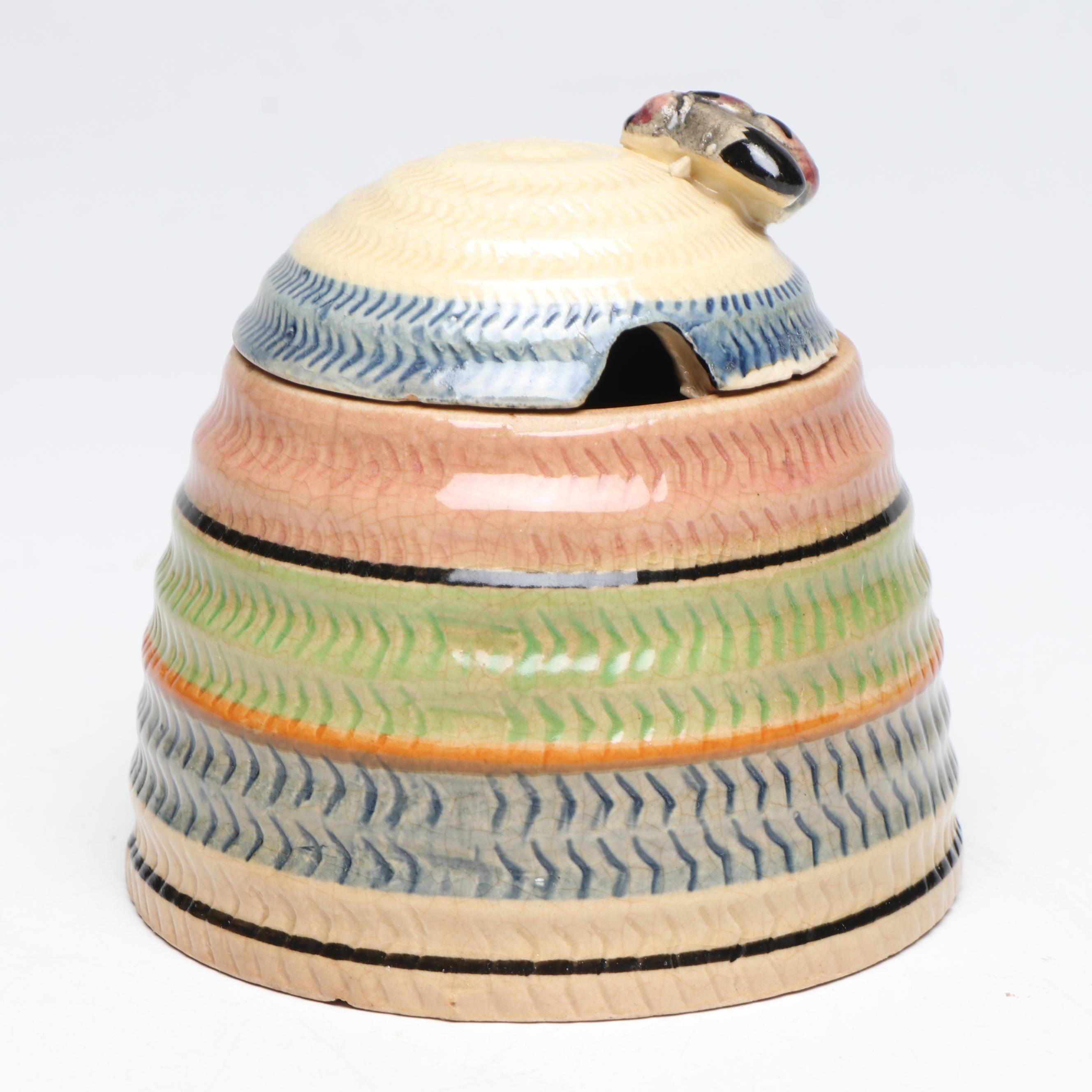 Japanese Beehive Ceramic Honeypot with European and Other Tableware