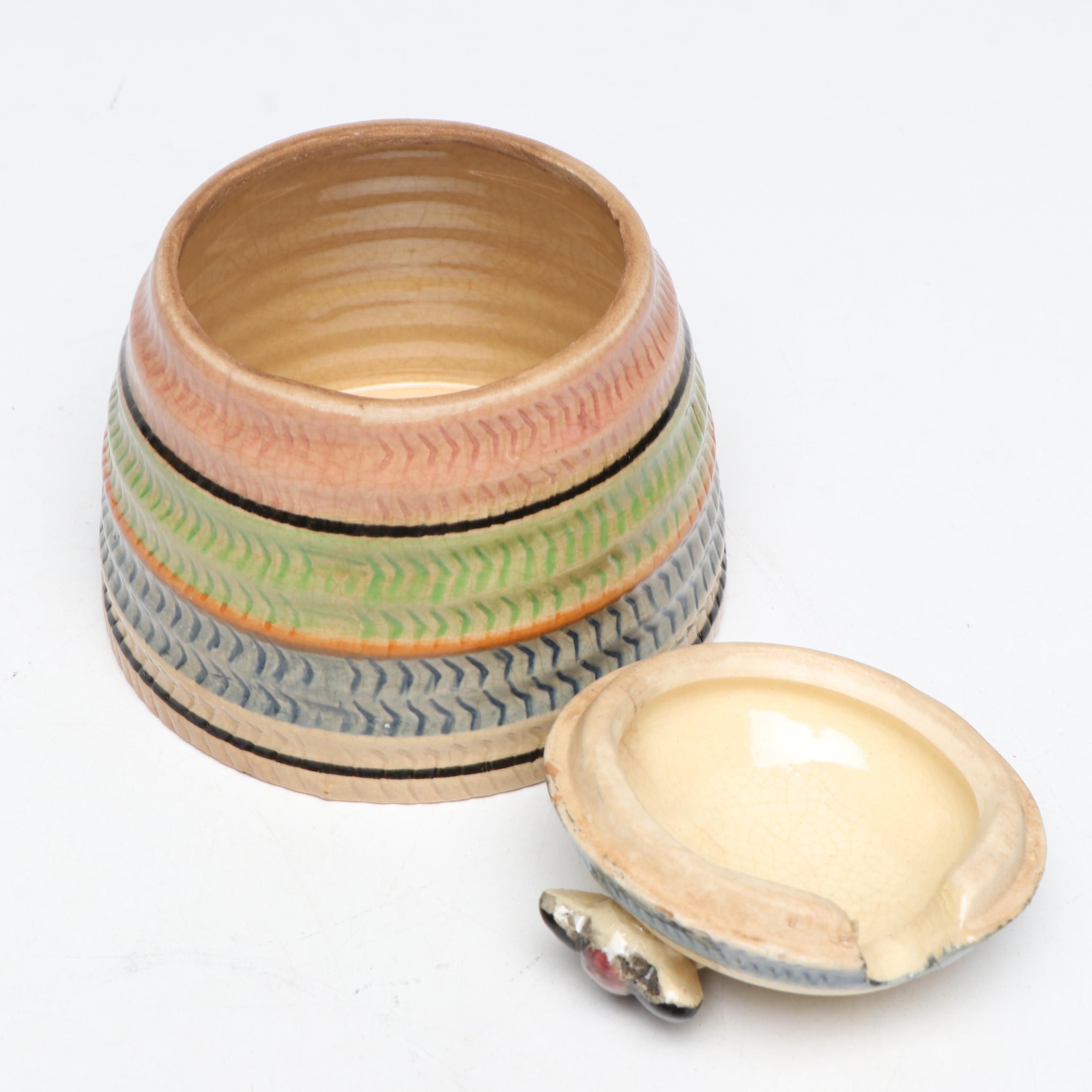 Japanese Beehive Ceramic Honeypot with European and Other Tableware