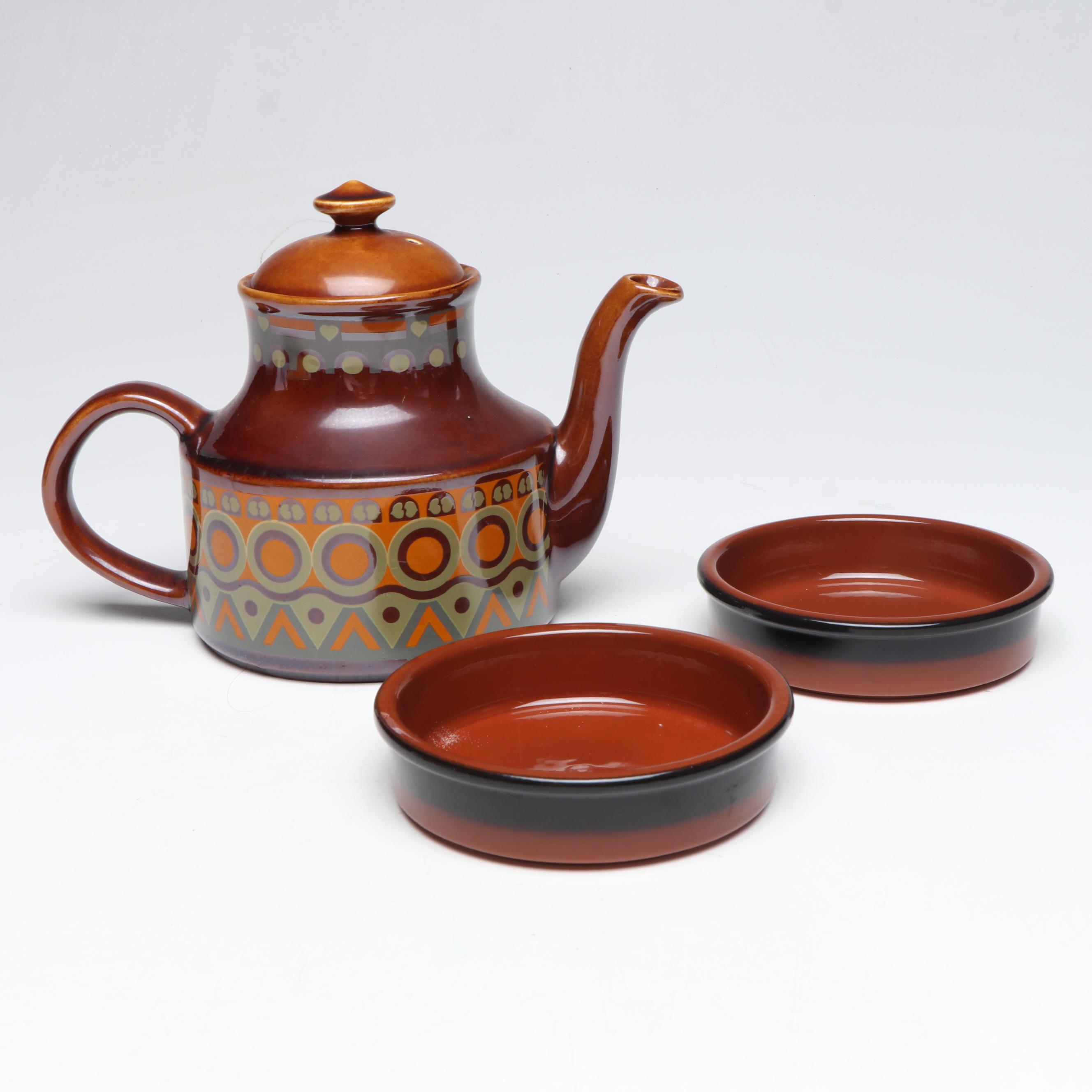 Japanese Beehive Ceramic Honeypot with European and Other Tableware