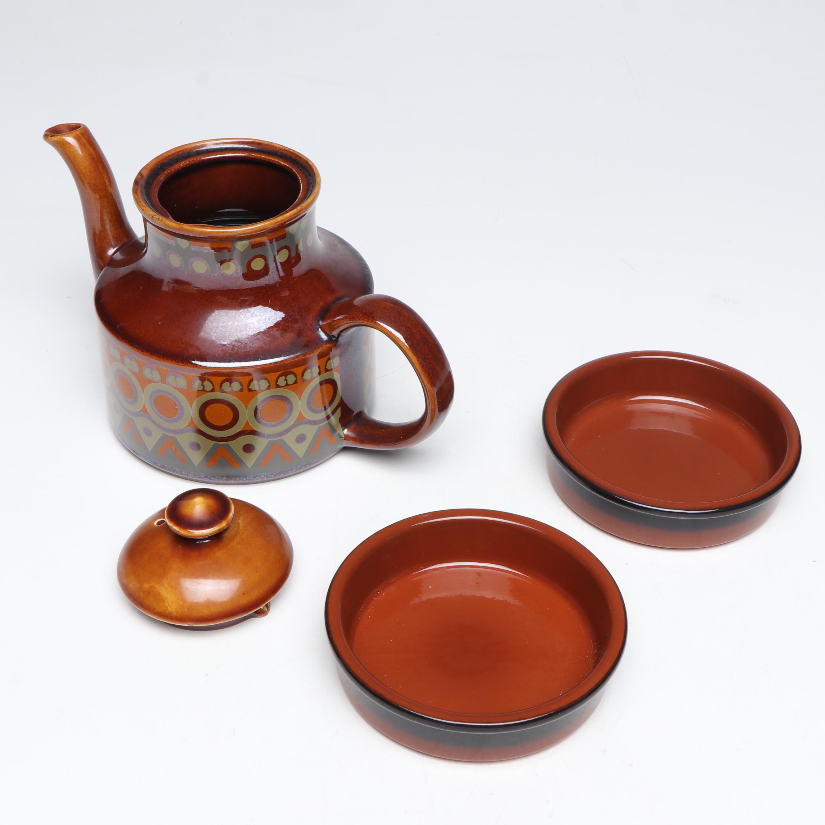 Japanese Beehive Ceramic Honeypot with European and Other Tableware