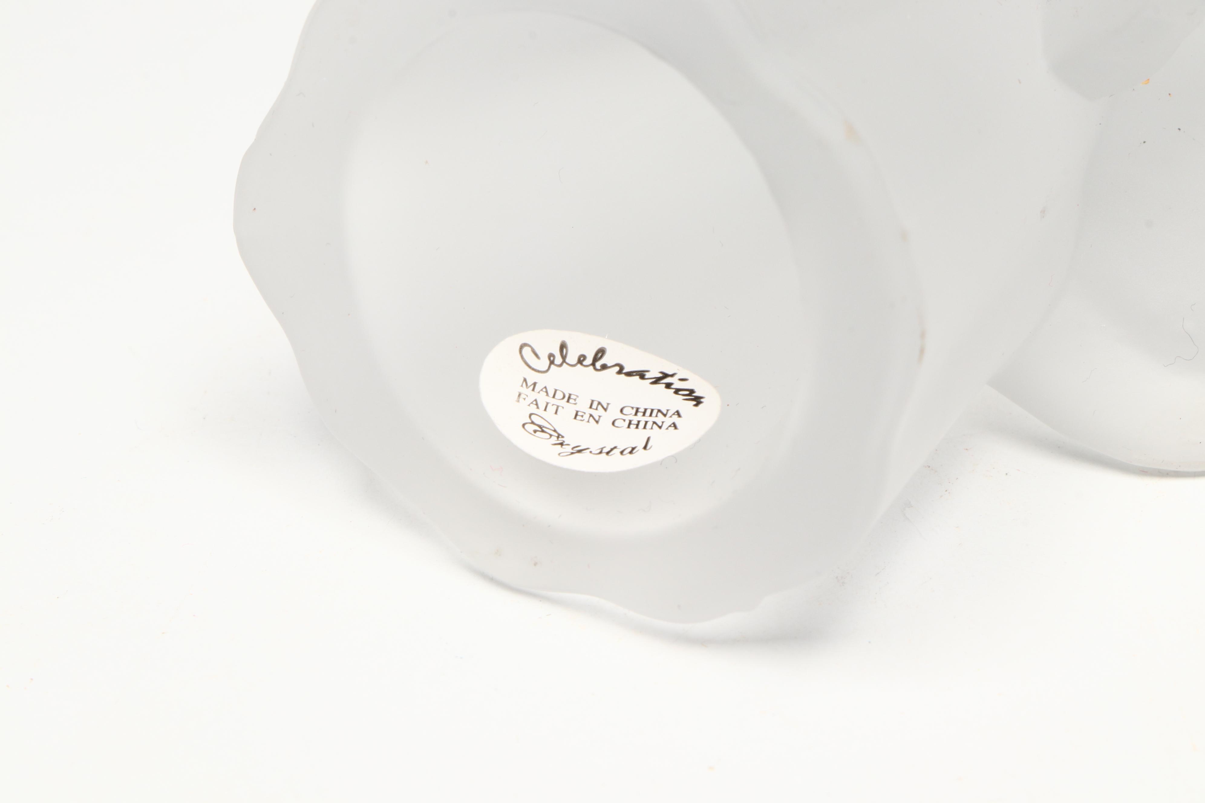 Angel Frosted Glass Candle Holders with Santa Cookie Tin and Figurine