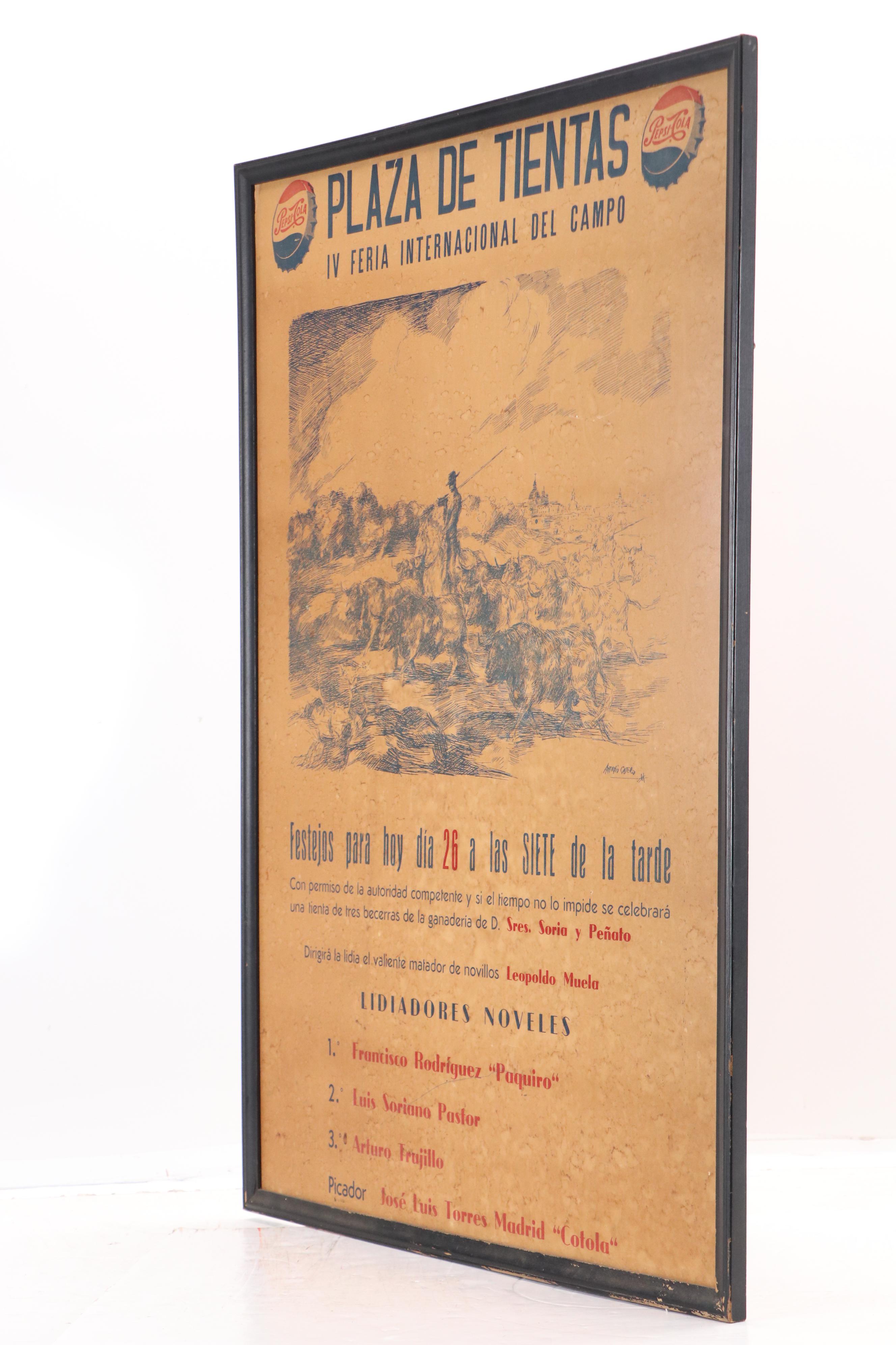 Bullfighting Tournament Lithograph "Plaza de Tientas" After Antonio Cajero