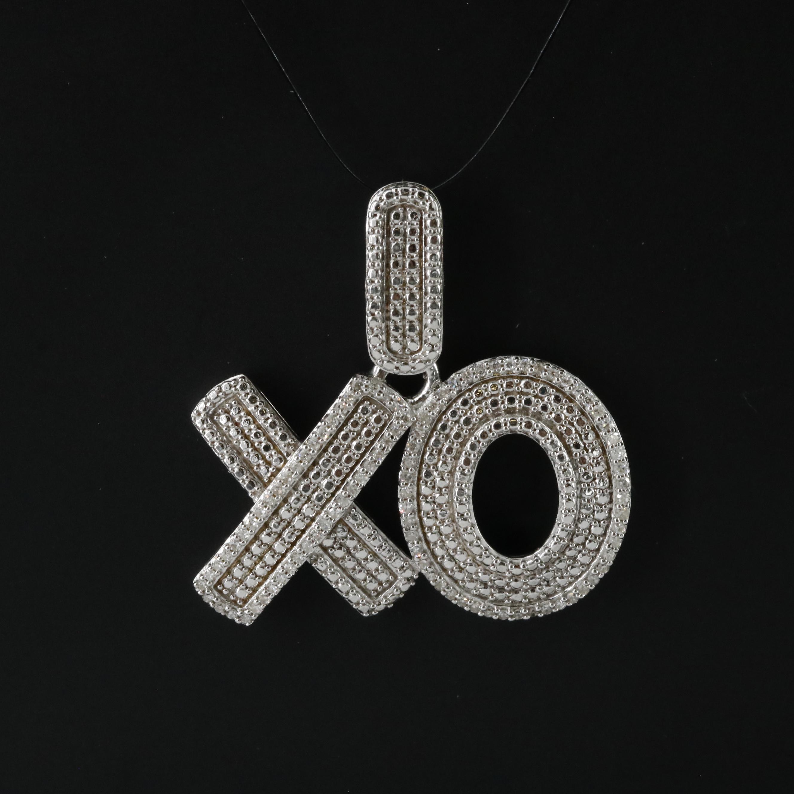 Sterling Diamond XO Pendant