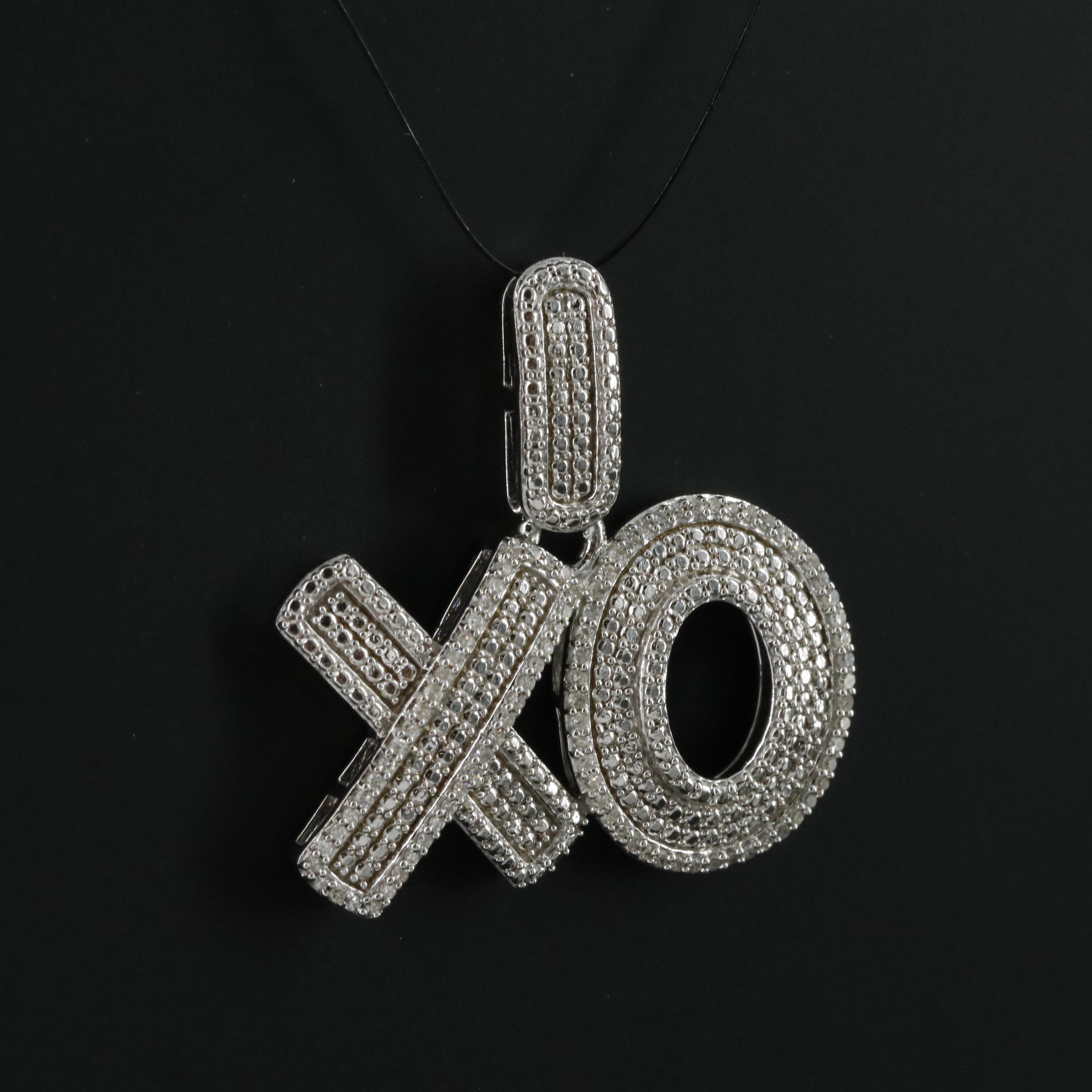 Sterling Diamond XO Pendant
