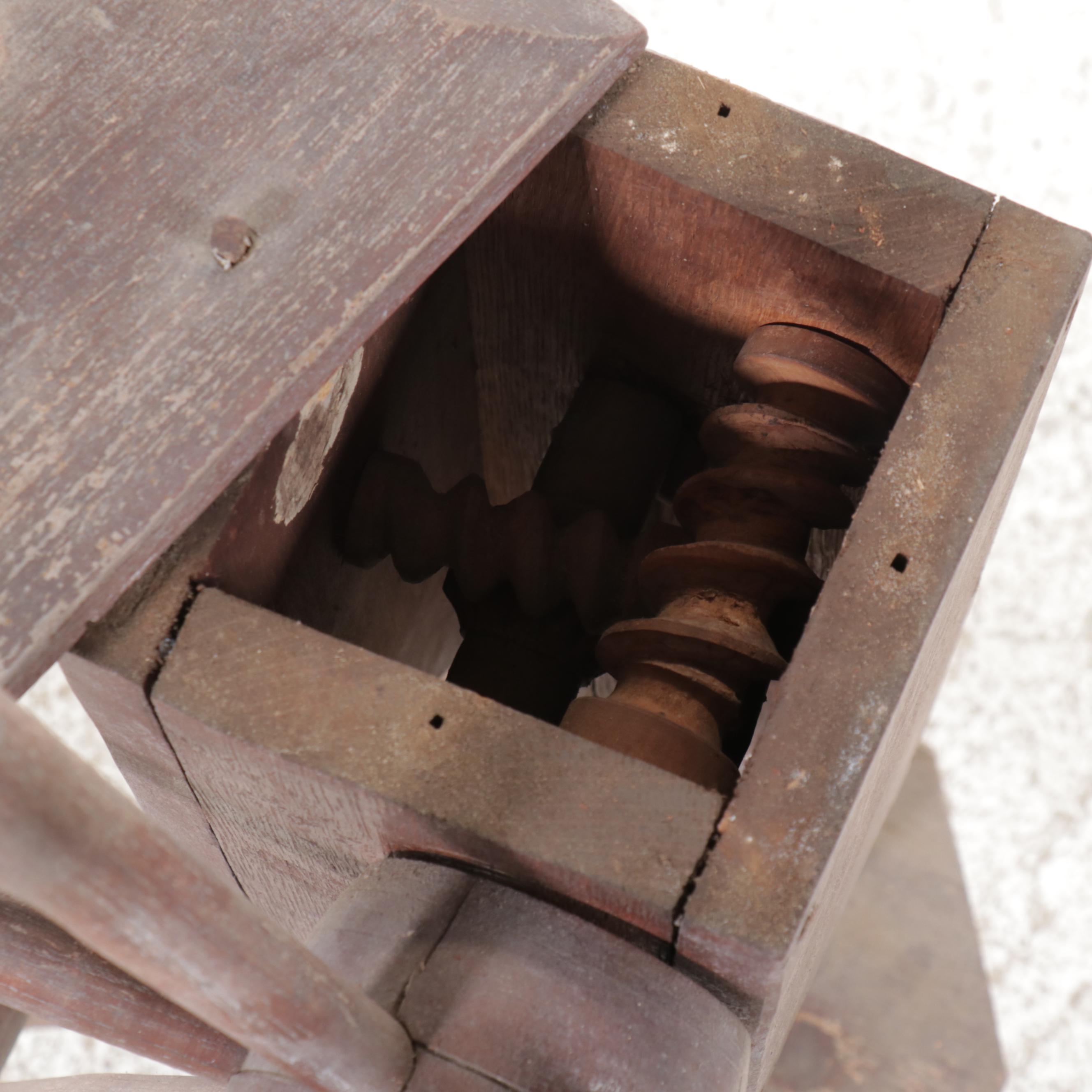 Primitive Wooden Spinner's Weasel Wheel Yarn Skein Winder, Antique