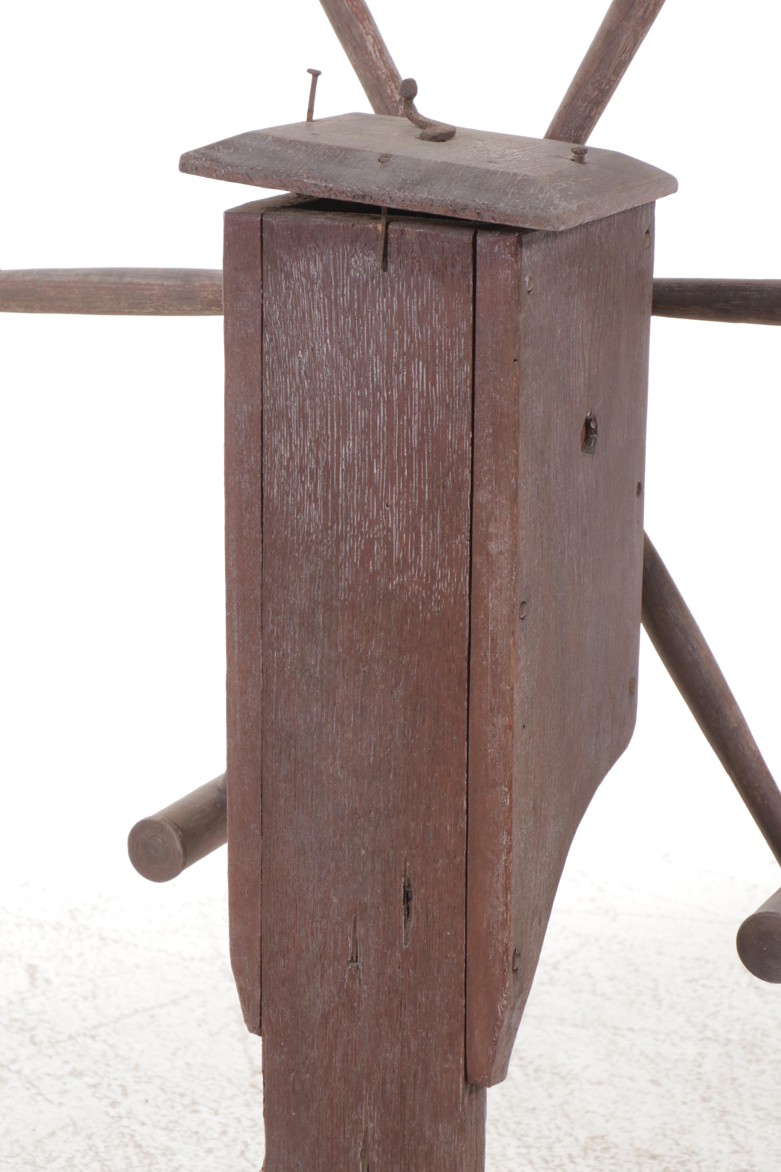 Primitive Wooden Spinner's Weasel Wheel Yarn Skein Winder, Antique