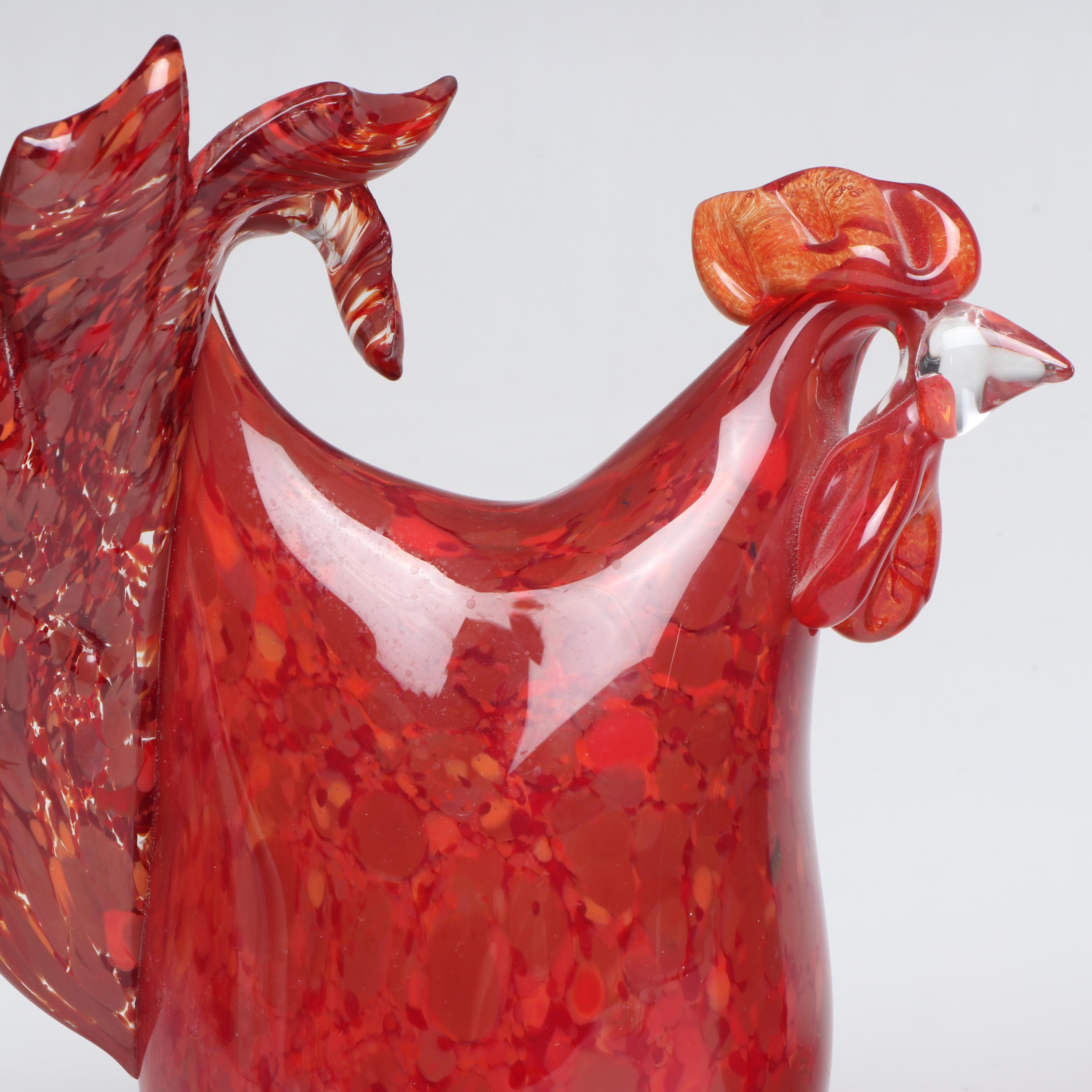 Artisan Murano Style Studio Work Confetti Glass Roosters
