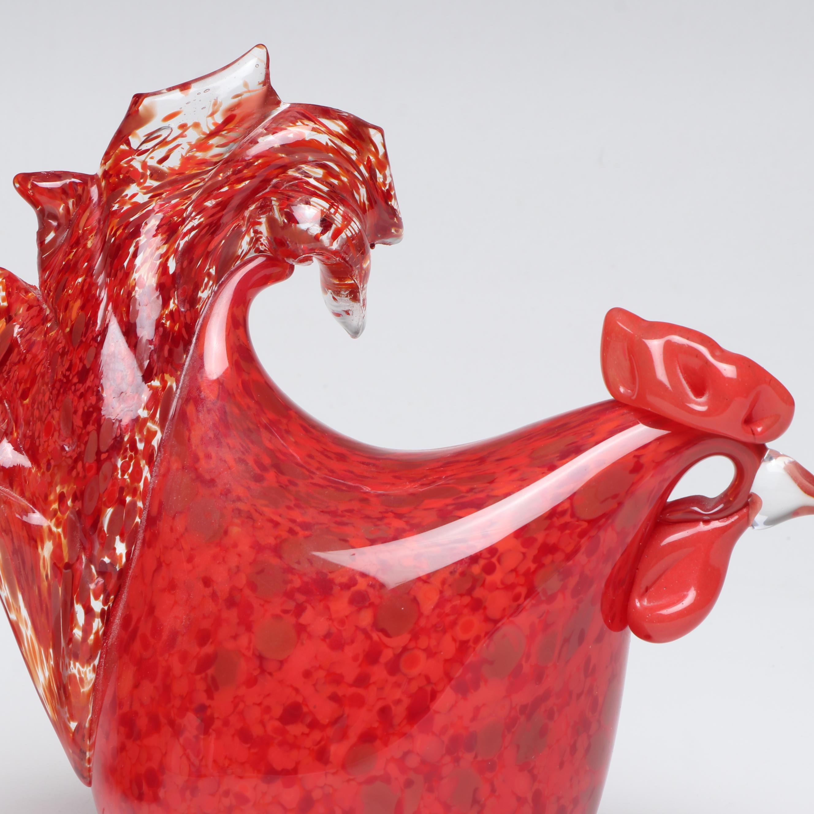 Artisan Murano Style Studio Work Confetti Glass Roosters