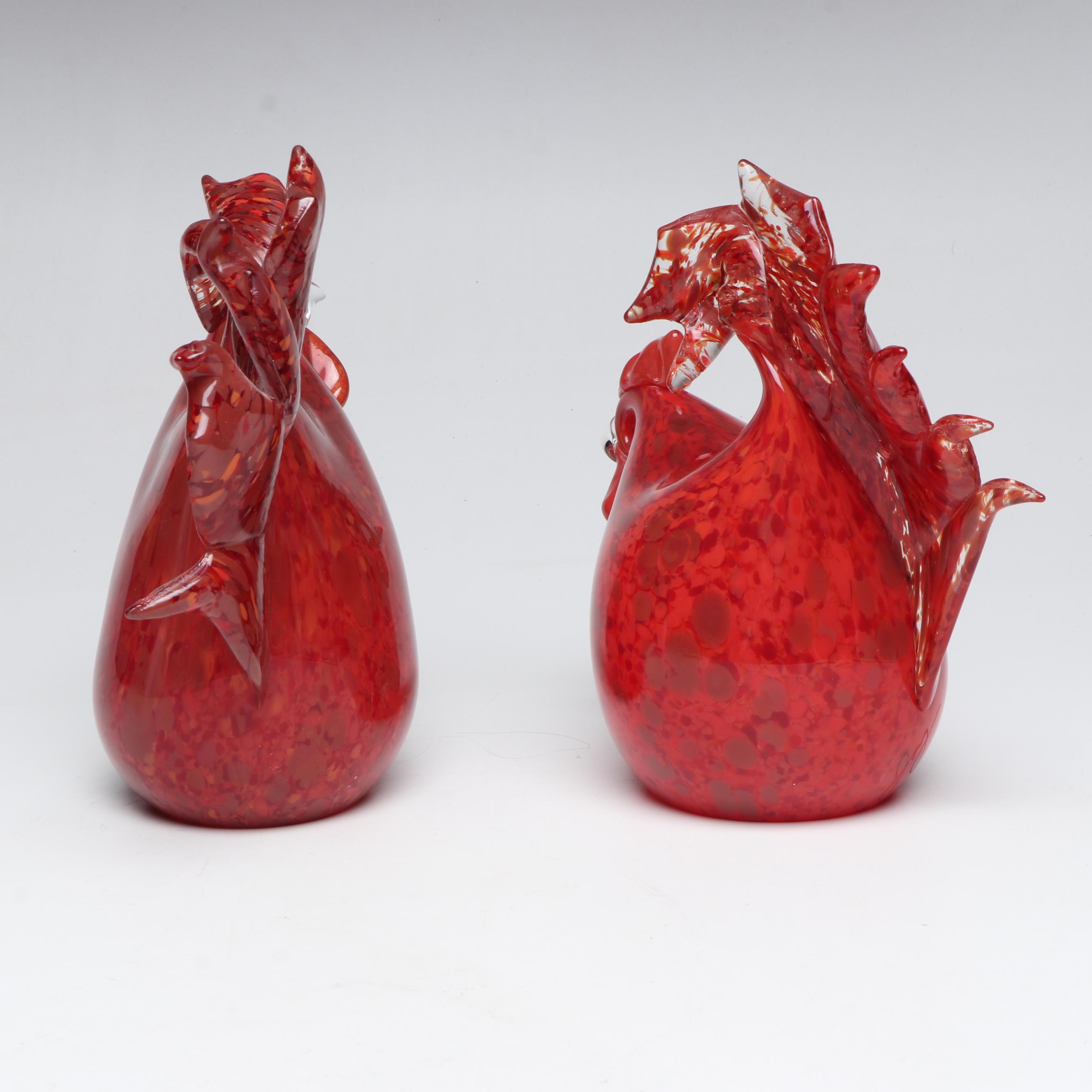 Artisan Murano Style Studio Work Confetti Glass Roosters