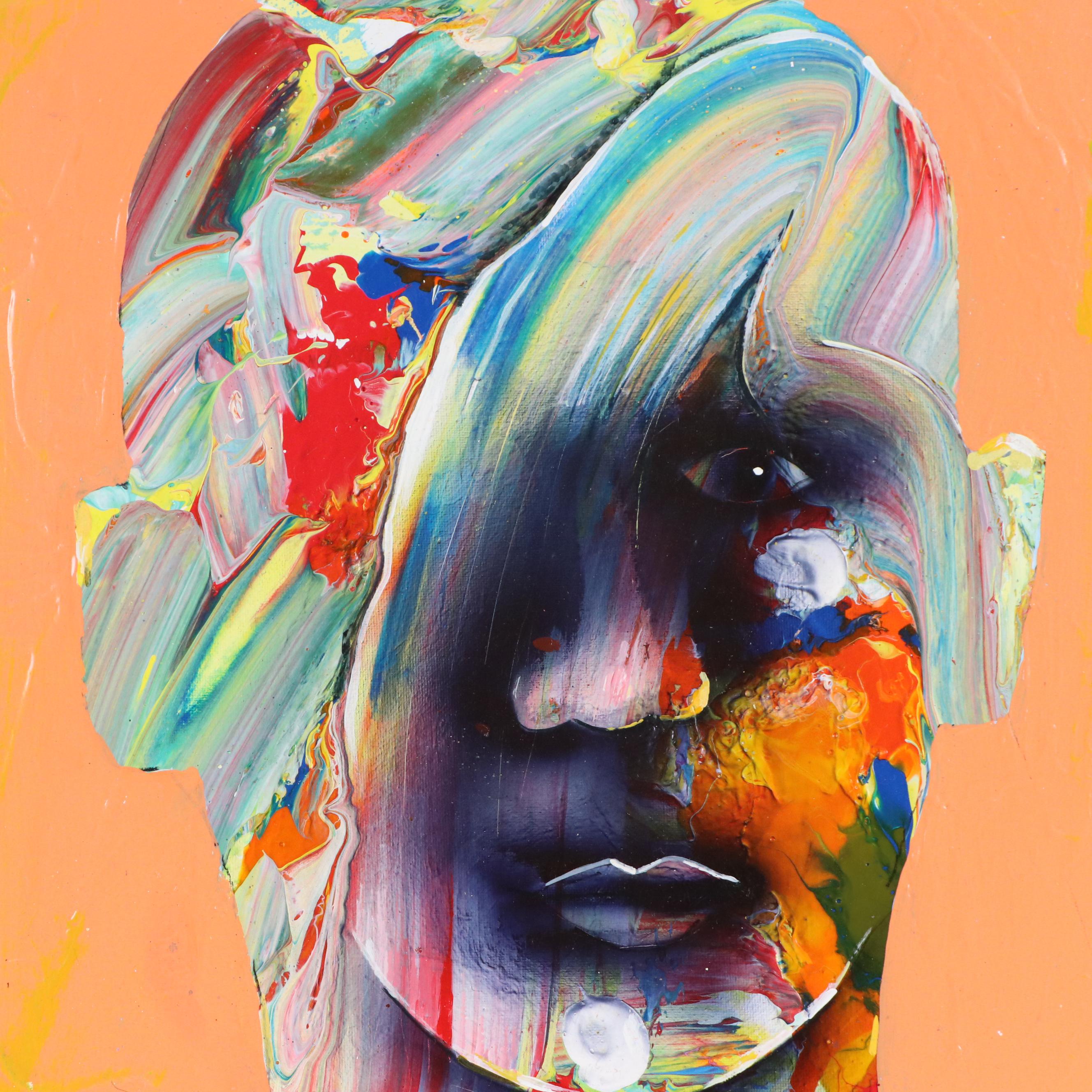 Abiola Idowu Stylized Acrylic Portrait "Benefits," 2023