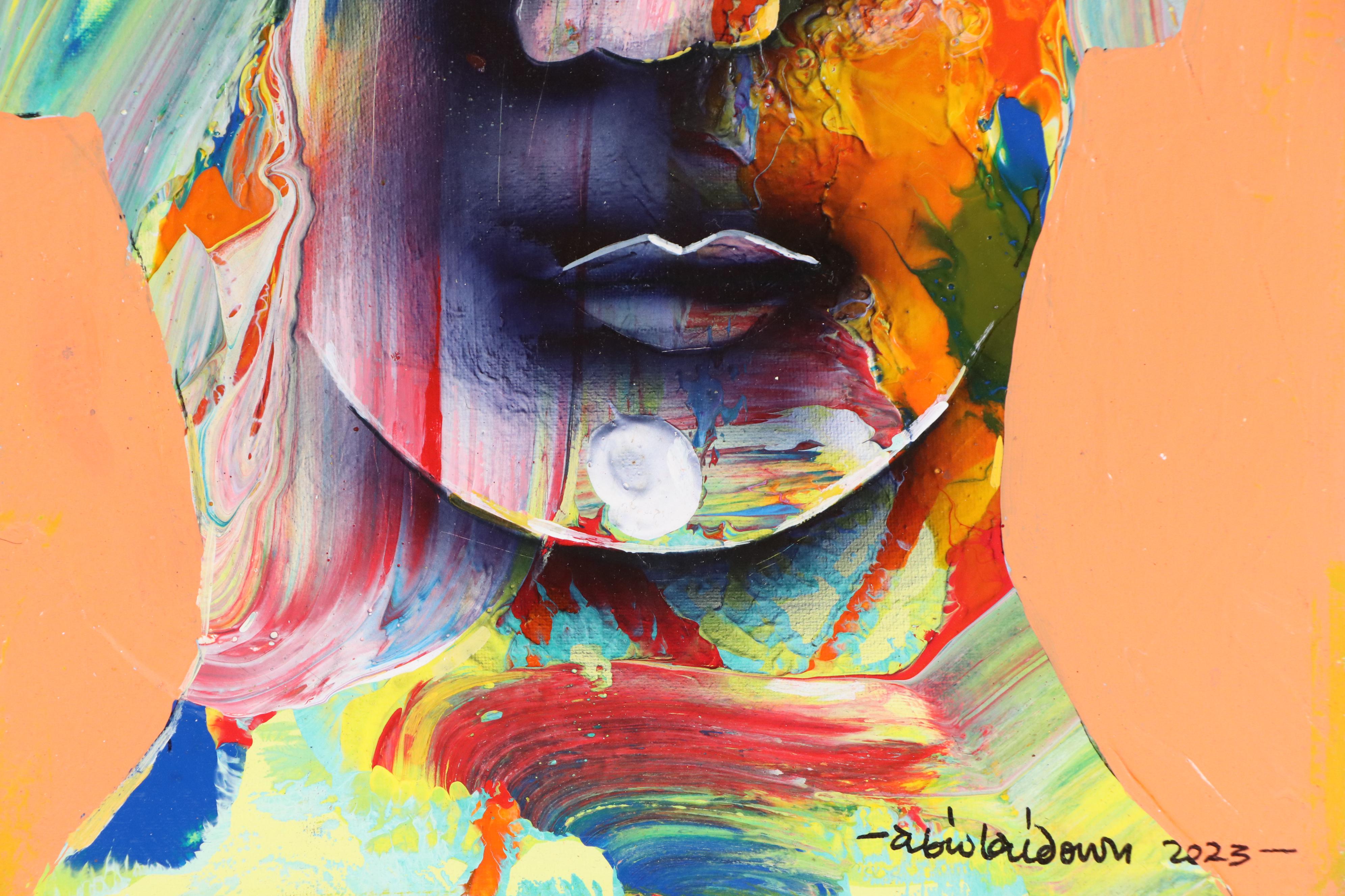 Abiola Idowu Stylized Acrylic Portrait "Benefits," 2023