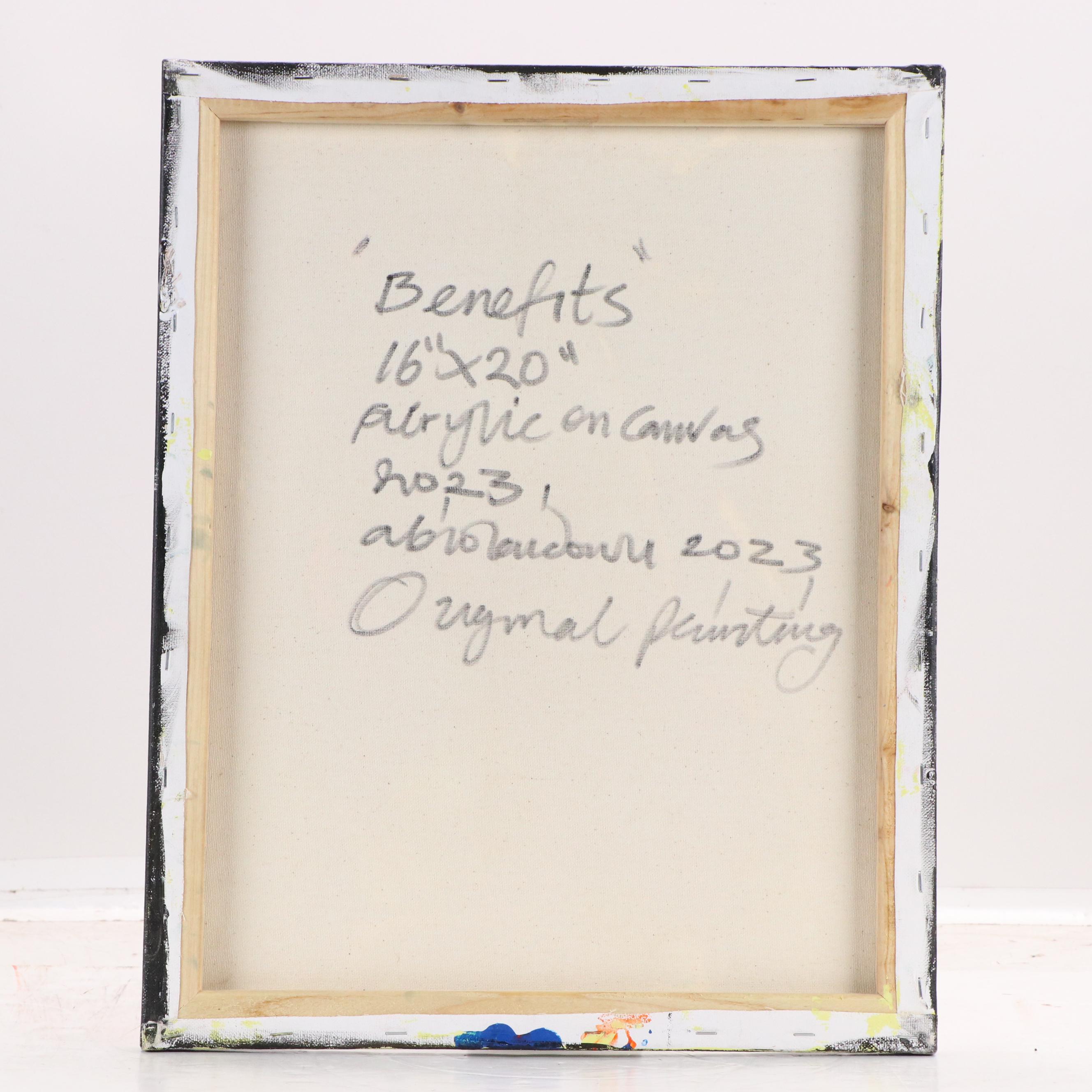Abiola Idowu Stylized Acrylic Portrait "Benefits," 2023