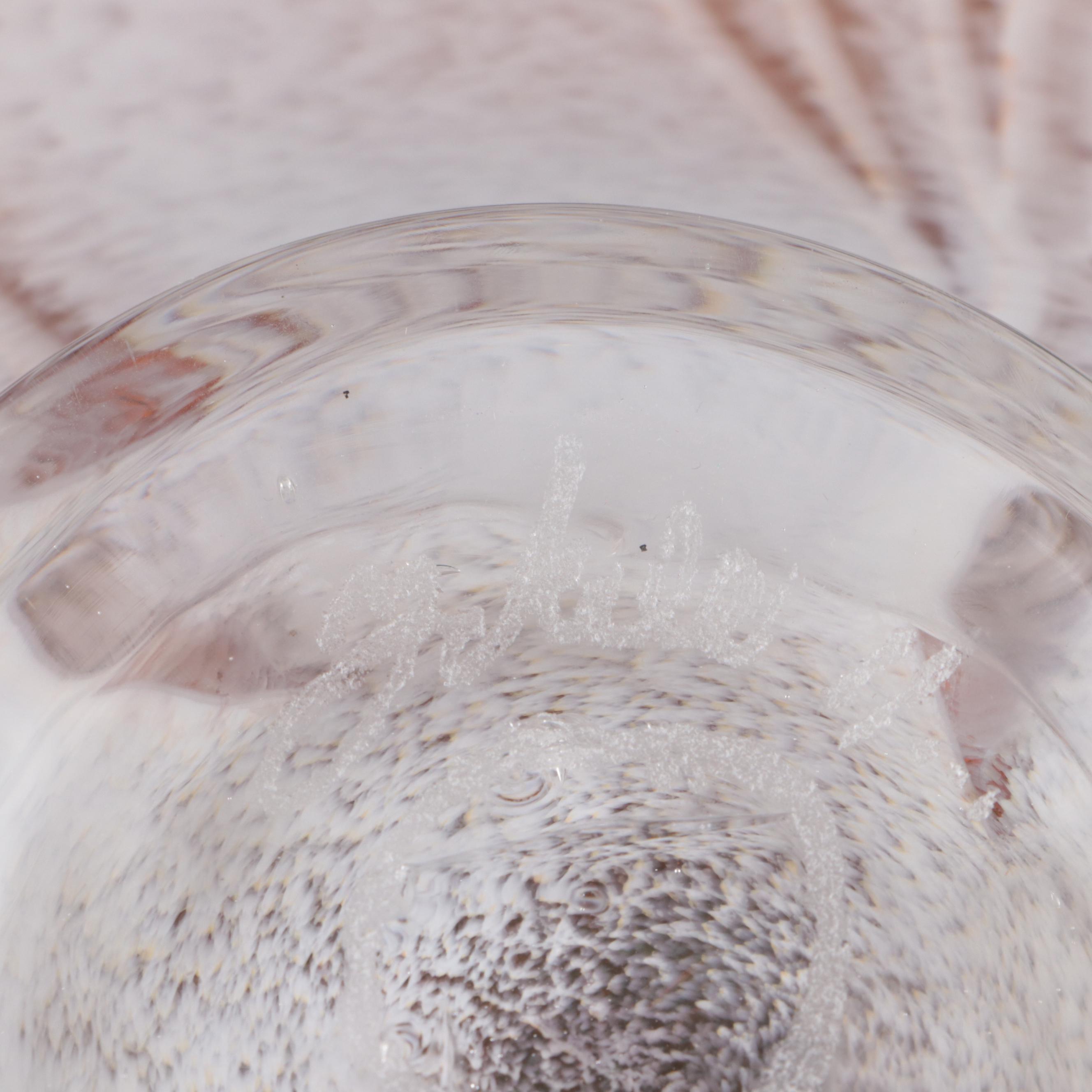 Artist Signed Yellow Studio Glass Centerpiece Bowl