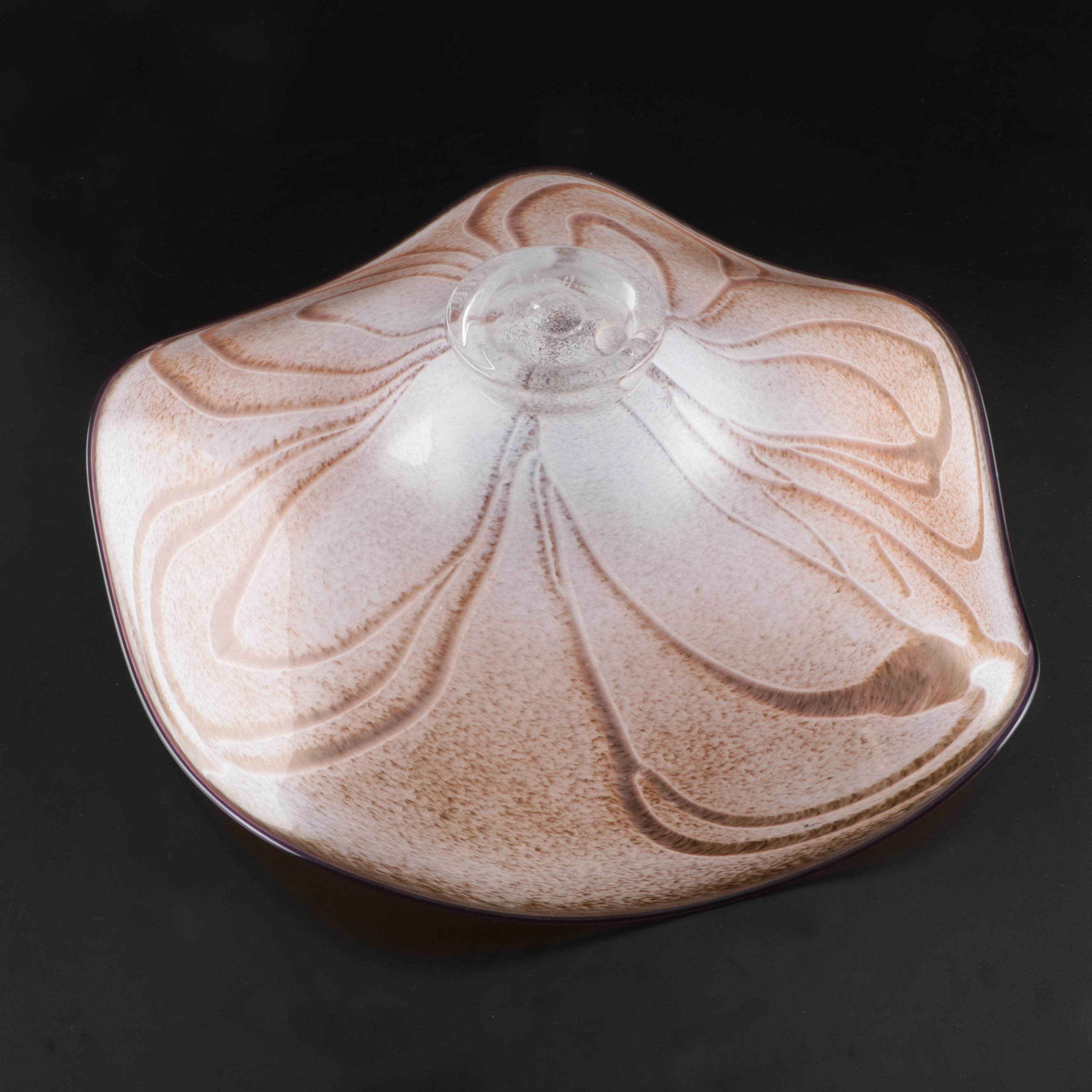 Artist Signed Yellow Studio Glass Centerpiece Bowl