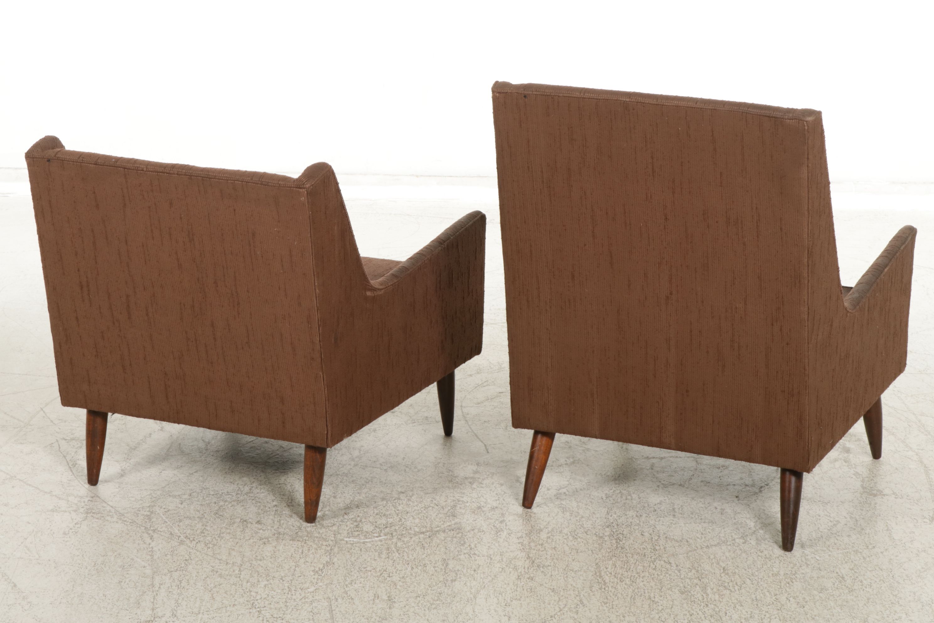 Two Mid Century Modern Upholstered Lounge Chairs