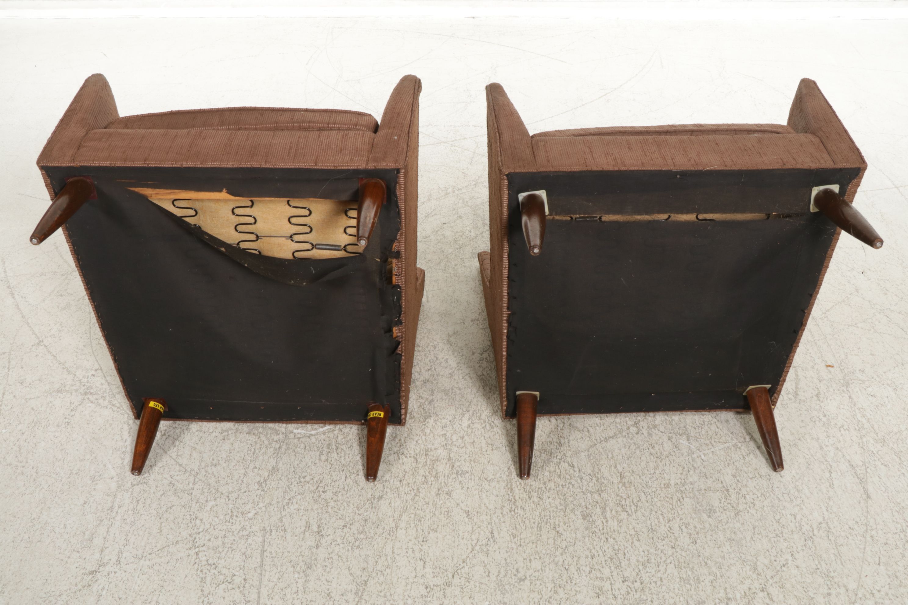 Two Mid Century Modern Upholstered Lounge Chairs