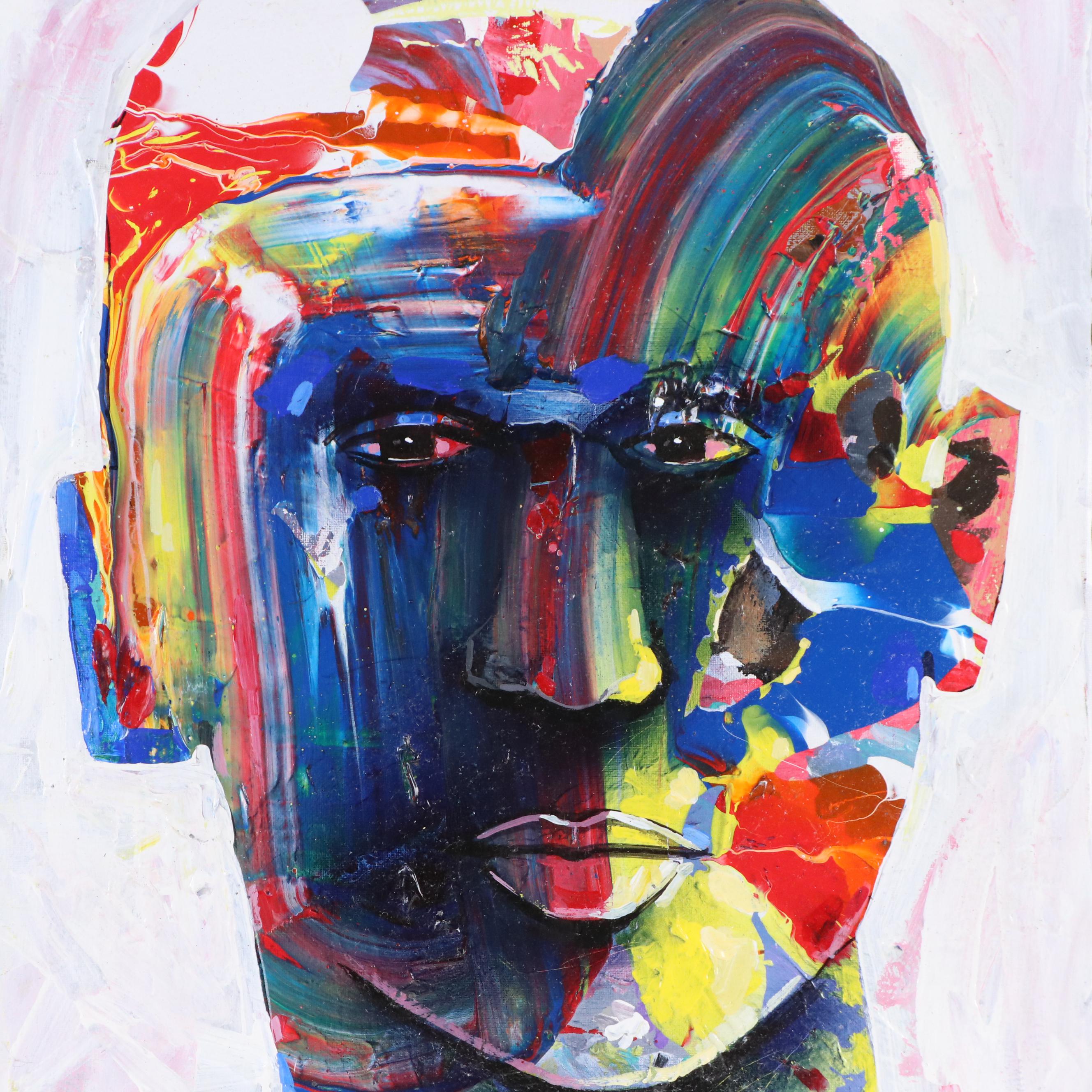 Abiola Idowu Stylized Acrylic Portrait "Yellow Light," 2023