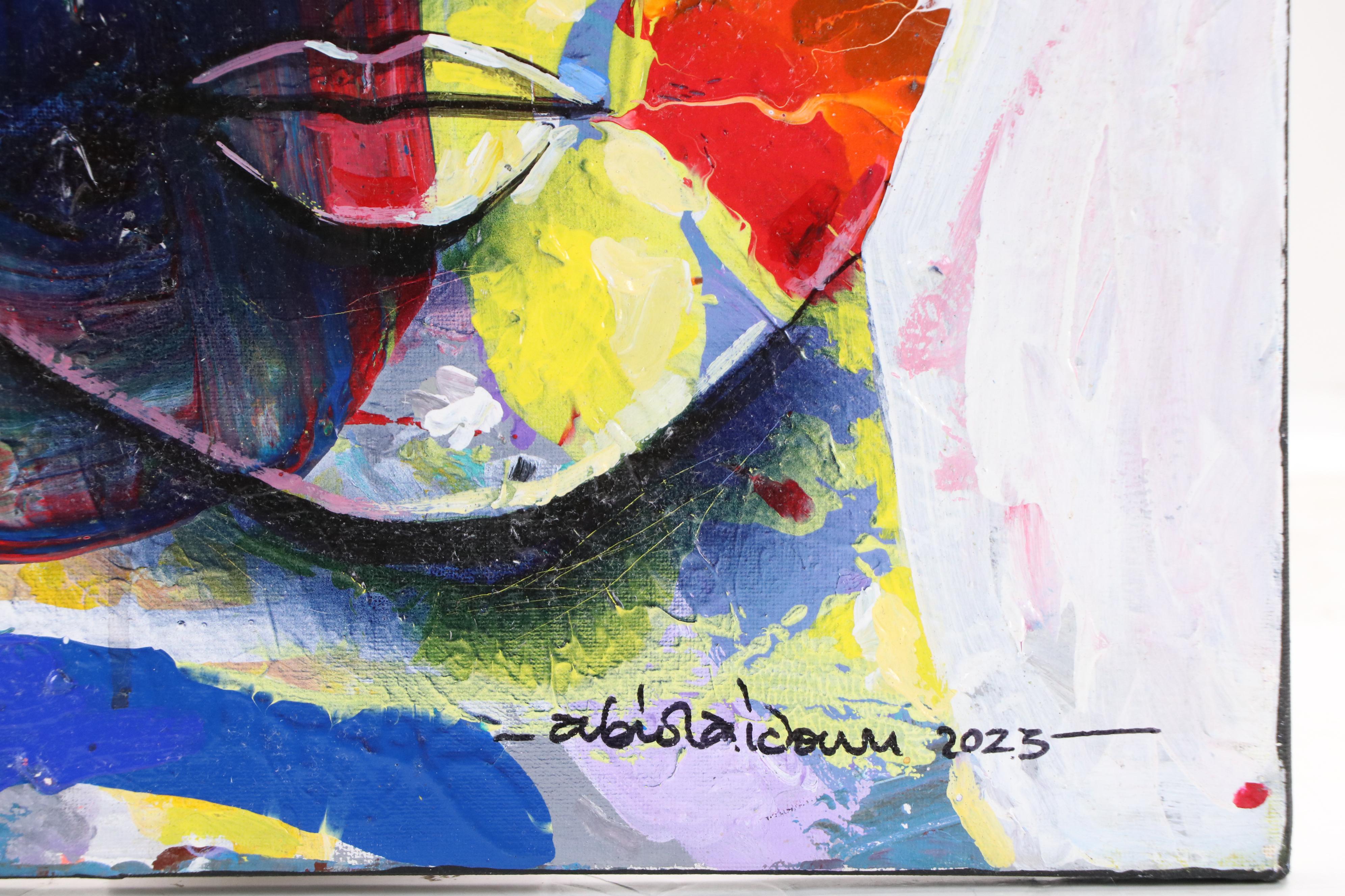 Abiola Idowu Stylized Acrylic Portrait "Yellow Light," 2023