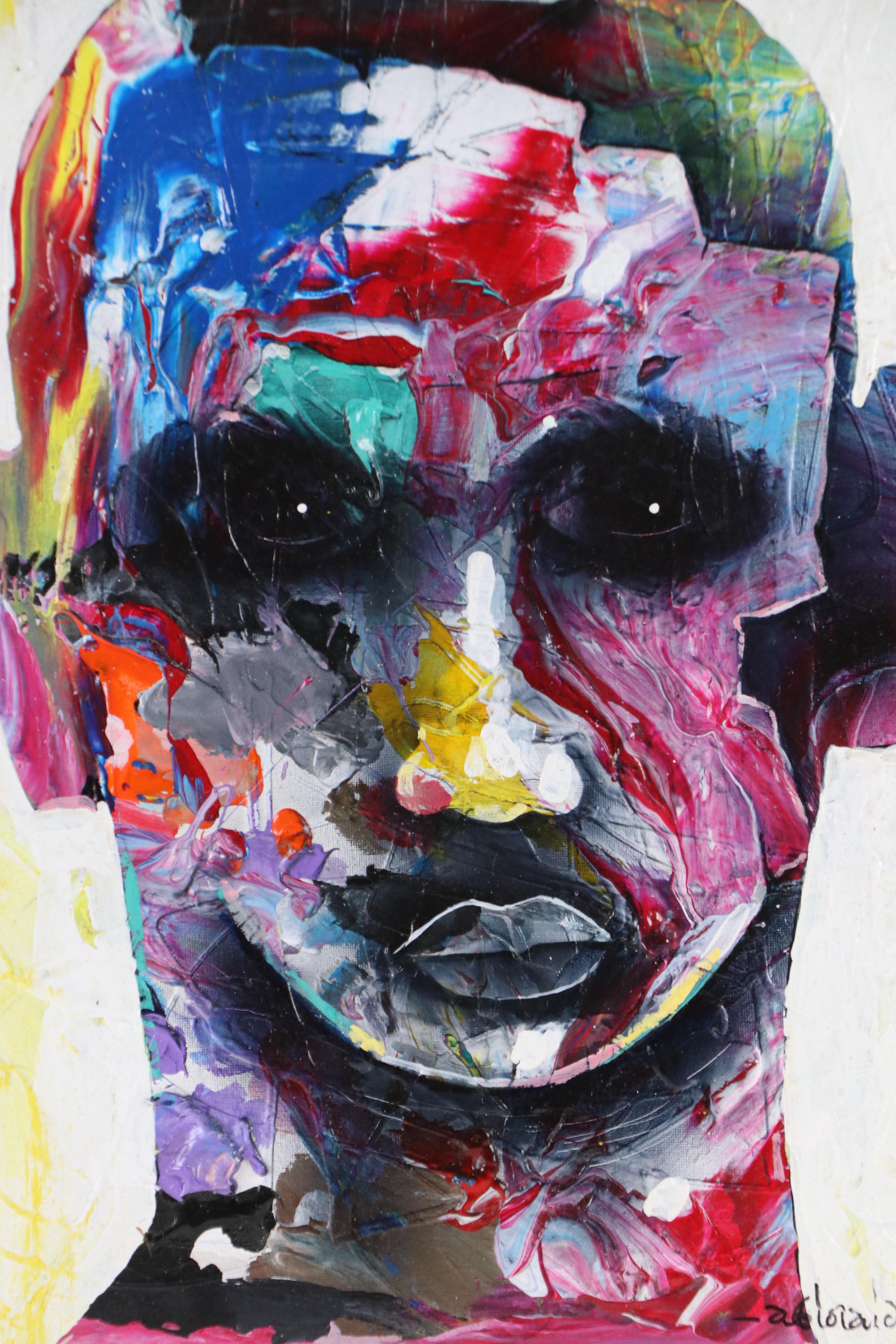 Abiola Idowu Stylized Acrylic Portrait "Answer," 2023