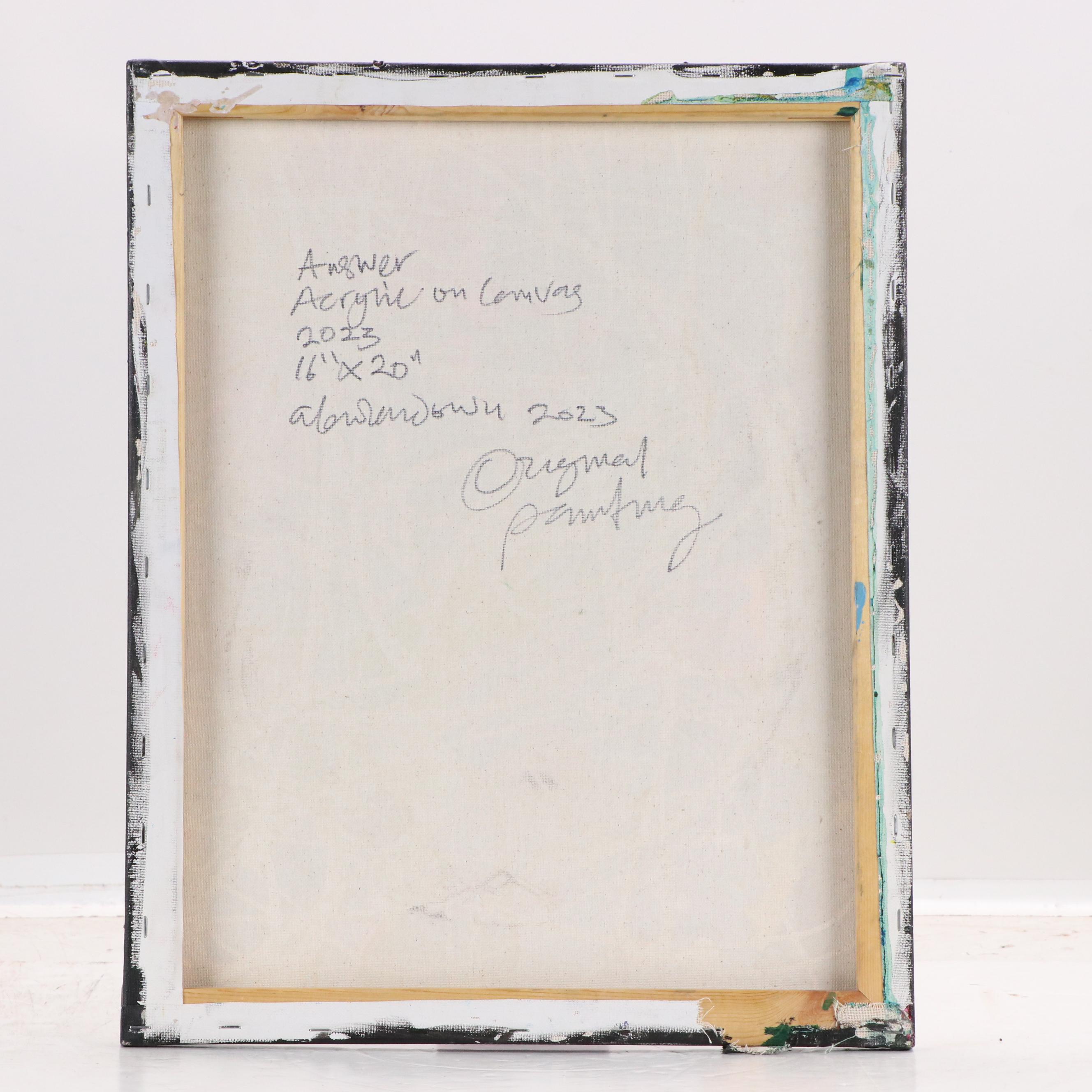 Abiola Idowu Stylized Acrylic Portrait "Answer," 2023