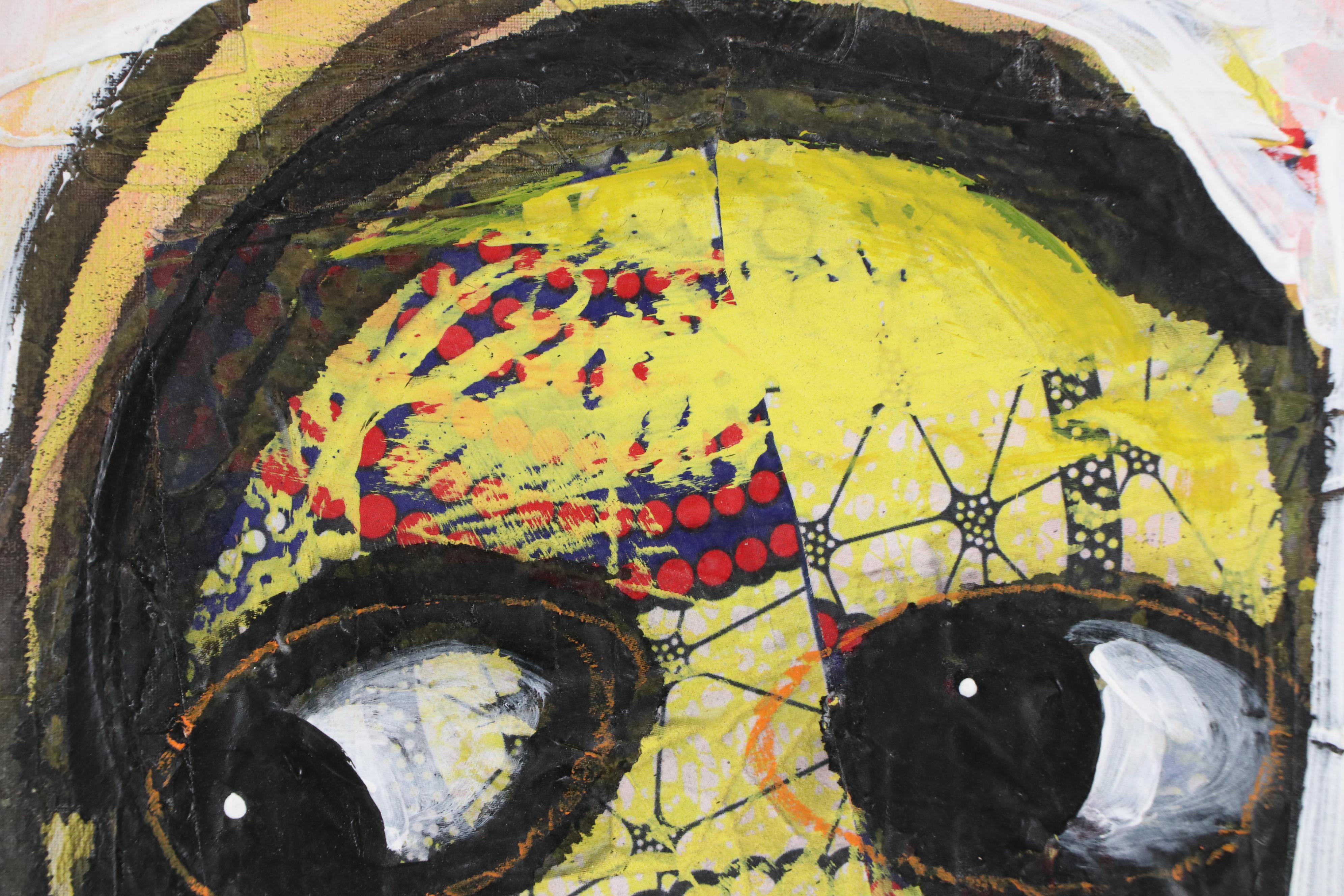 Abiola Idowu Stylized Mixed Media Portrait "Deep Love," 2023