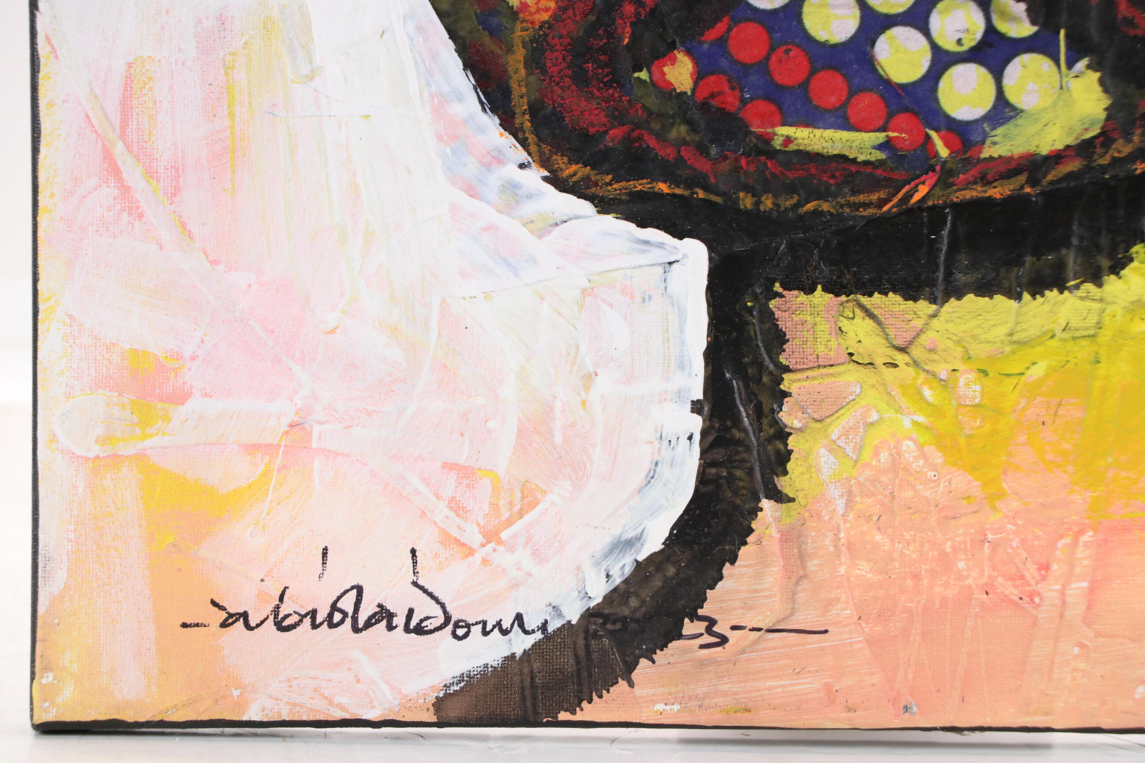 Abiola Idowu Stylized Mixed Media Portrait "Deep Love," 2023