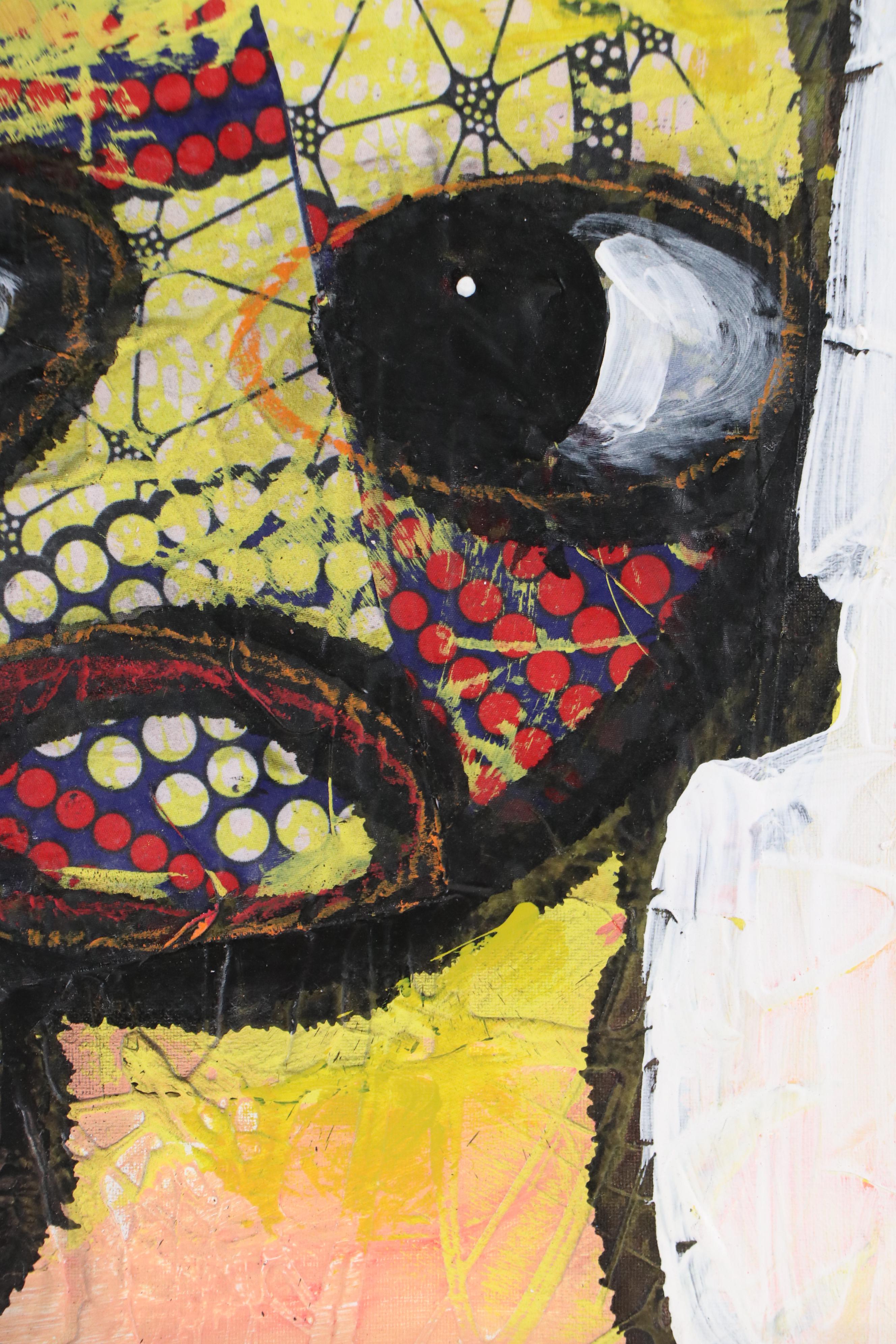 Abiola Idowu Stylized Mixed Media Portrait "Deep Love," 2023