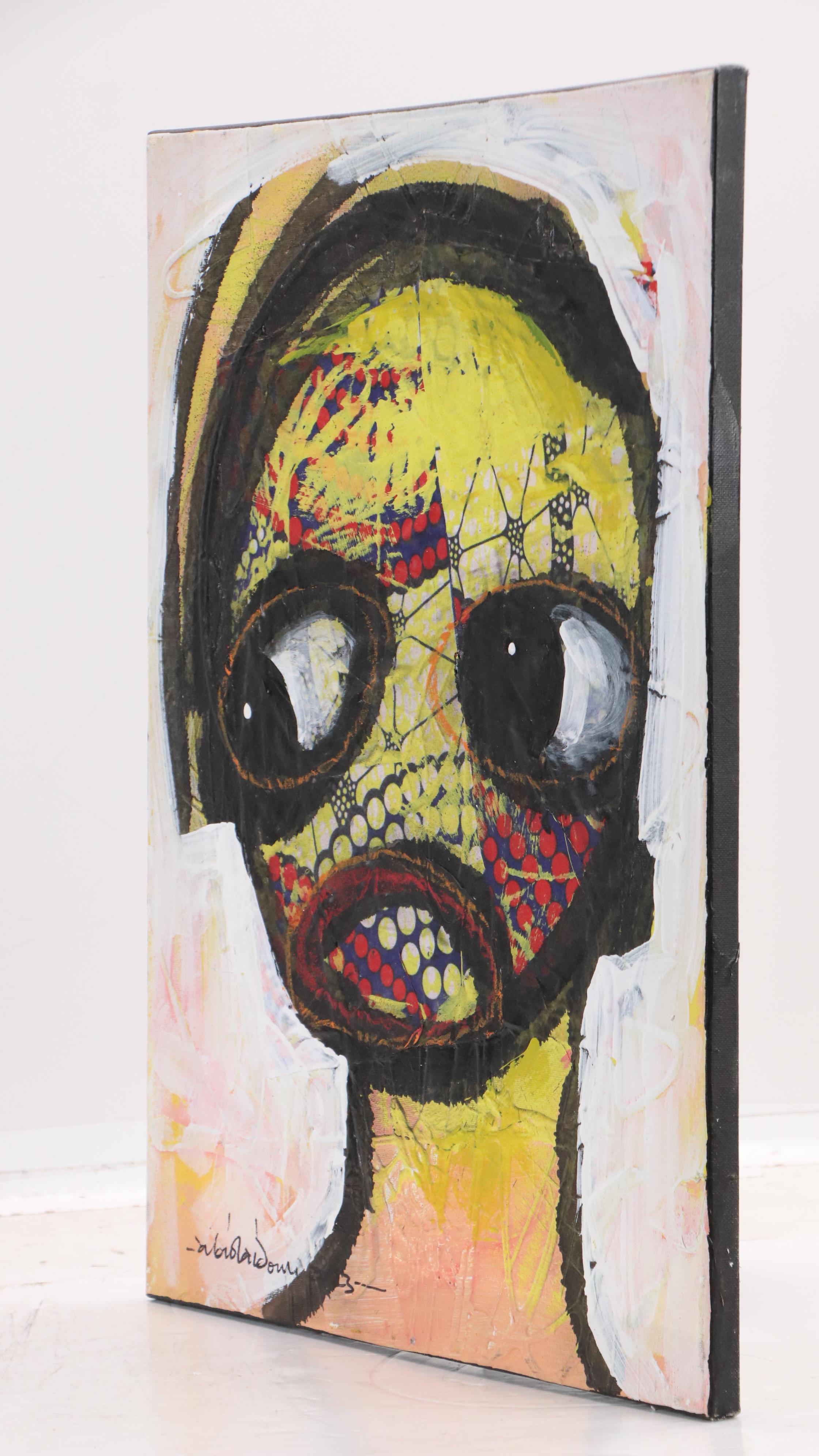 Abiola Idowu Stylized Mixed Media Portrait "Deep Love," 2023