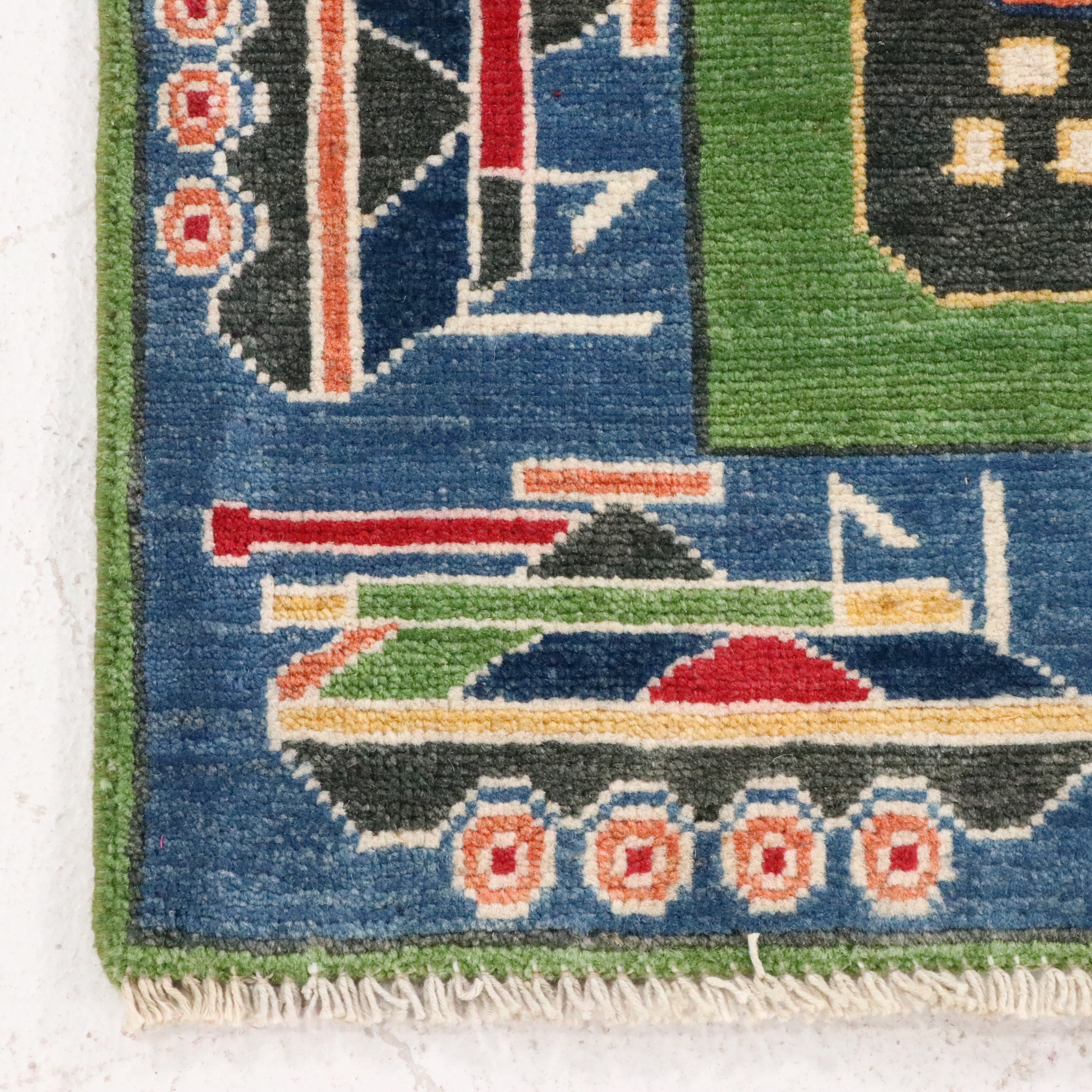 5' x 7'3 Hand-Knotted Afghan Pictorial War Area Rug