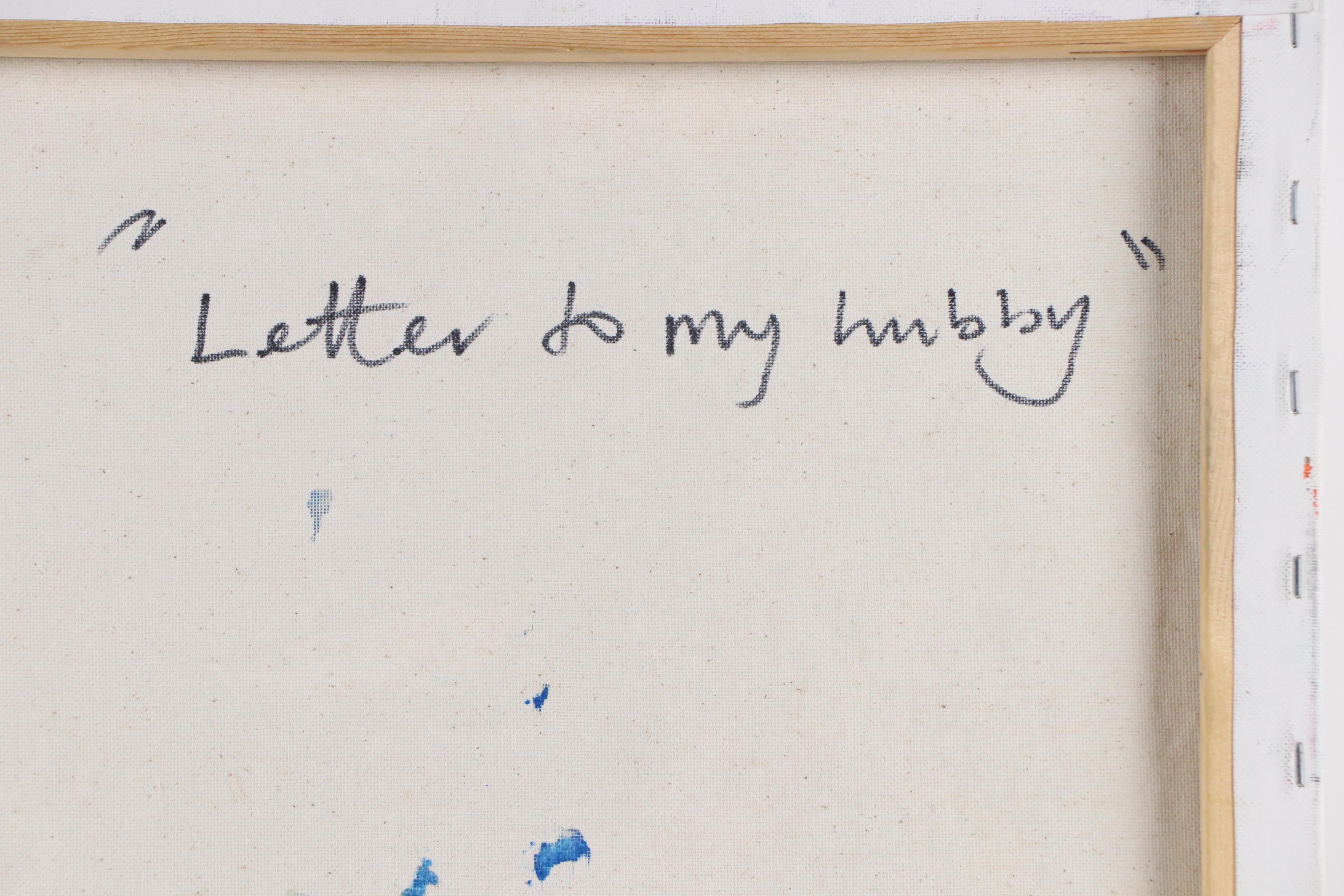 Abiola Idowu Stylized Mixed Media Portrait "Letter To My Hubby," 21st Century