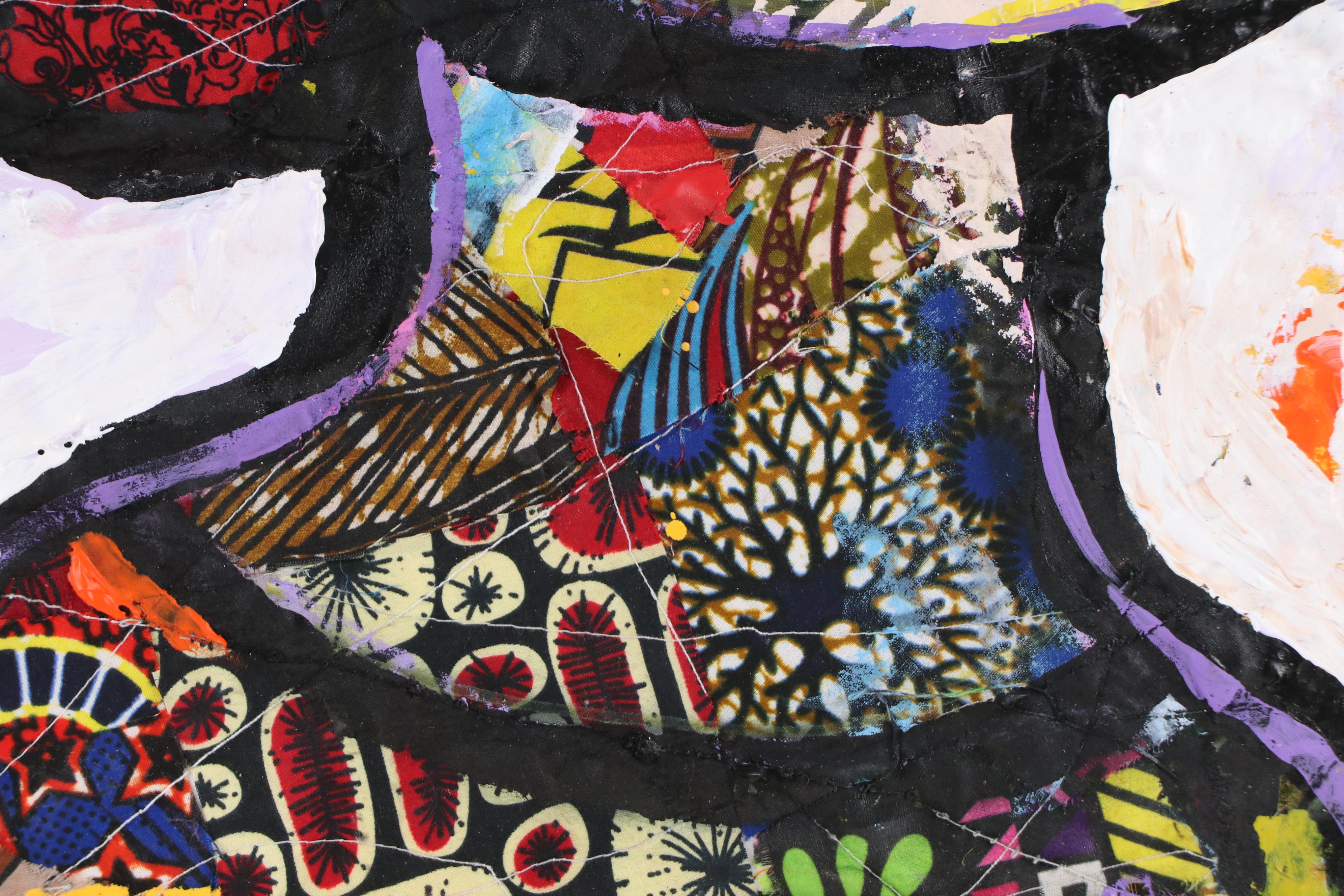 Abiola Idowu Stylized Mixed Media Portrait "Love Me Tender," 2024