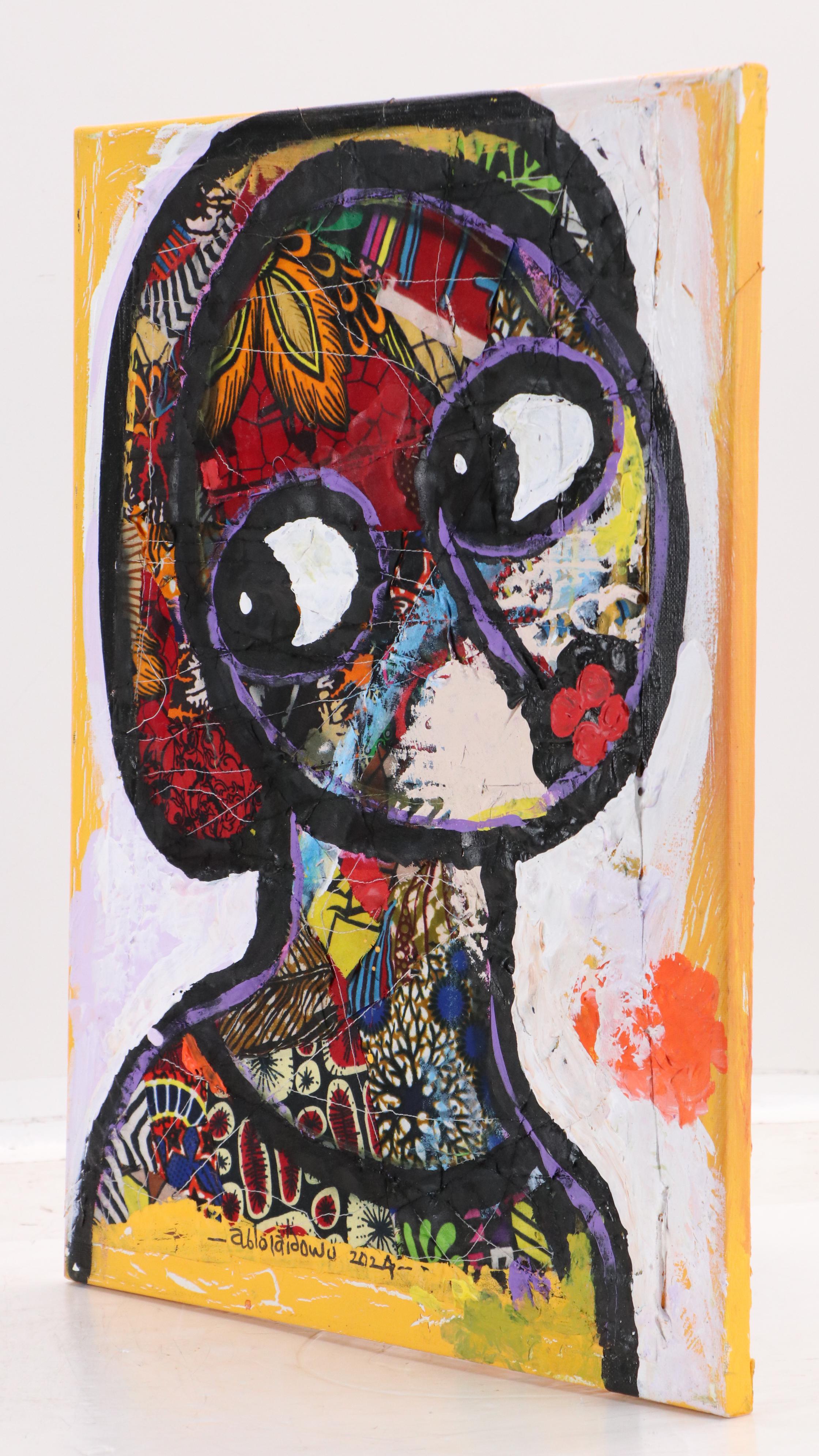 Abiola Idowu Stylized Mixed Media Portrait "Love Me Tender," 2024