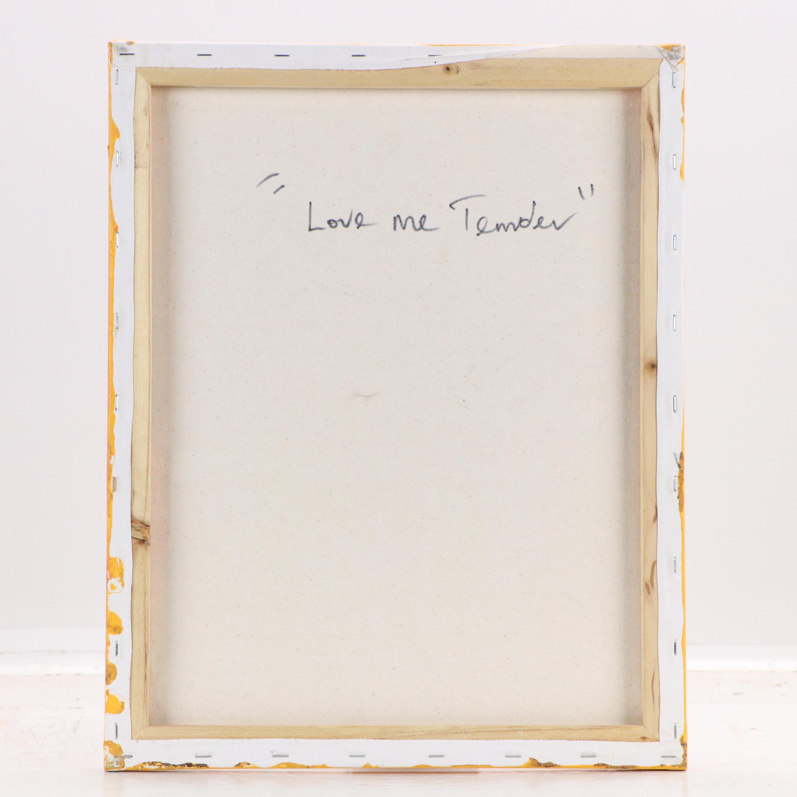 Abiola Idowu Stylized Mixed Media Portrait "Love Me Tender," 2024