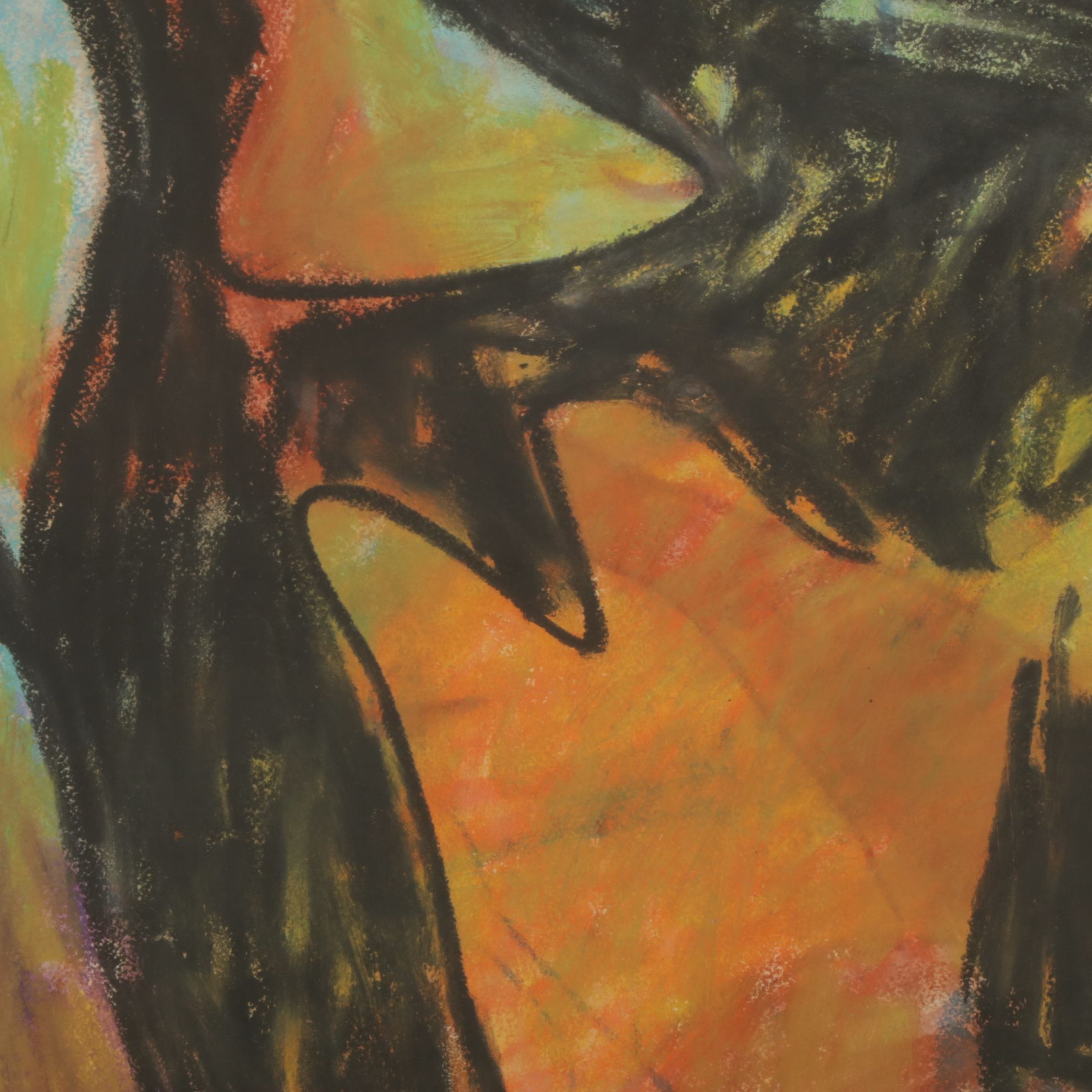 Mildred L. Chapin "#13 Black Bird" Oil Pastel and Paint Composition, 1986