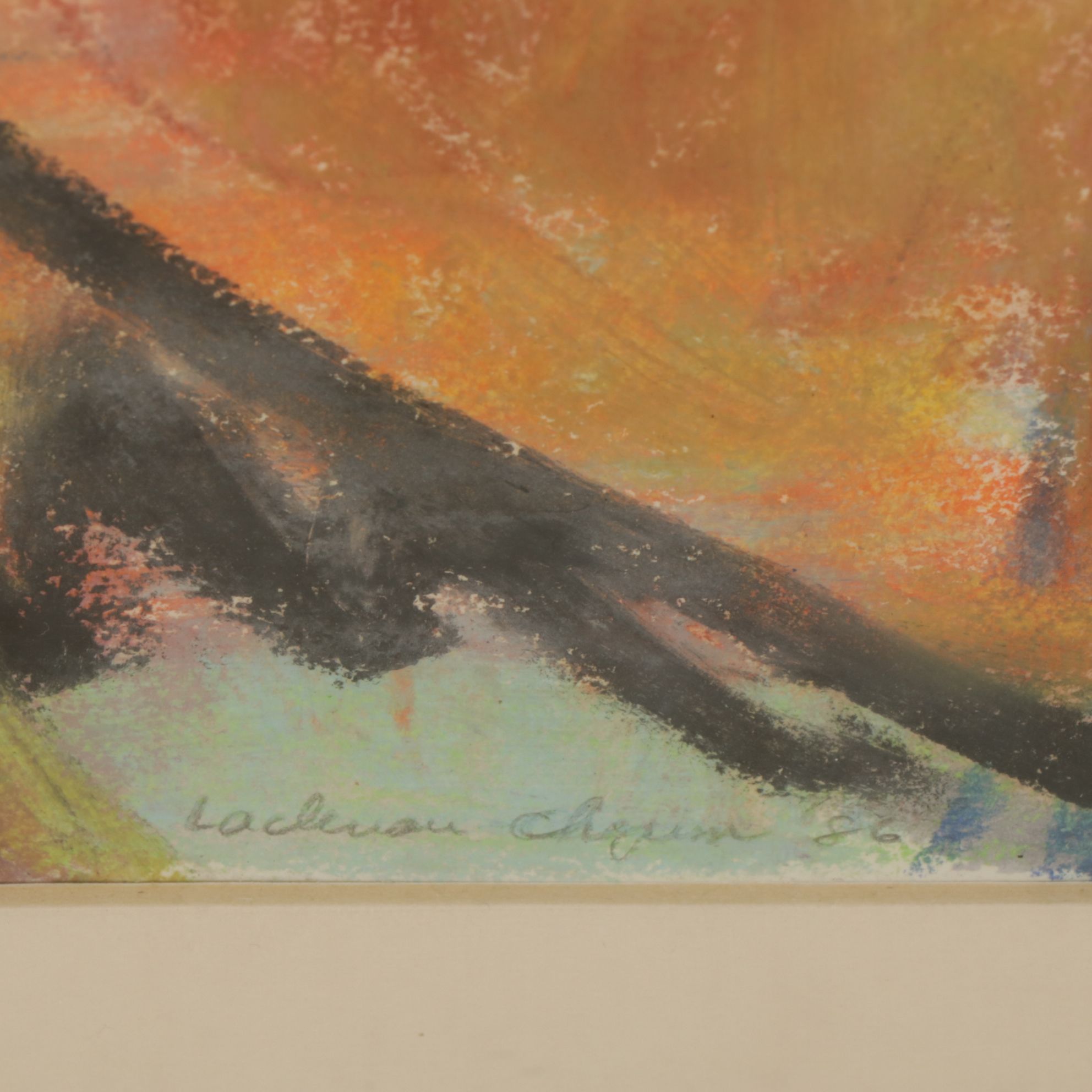 Mildred L. Chapin "#13 Black Bird" Oil Pastel and Paint Composition, 1986