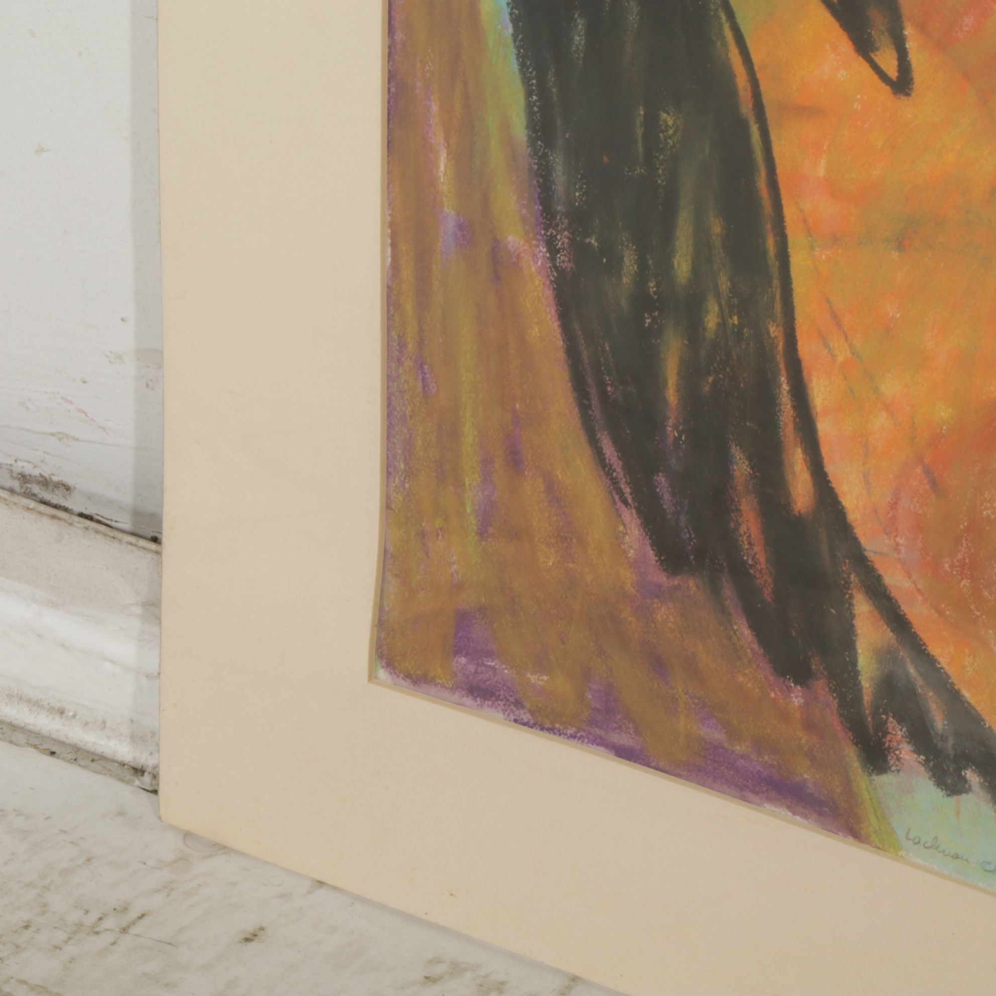 Mildred L. Chapin "#13 Black Bird" Oil Pastel and Paint Composition, 1986